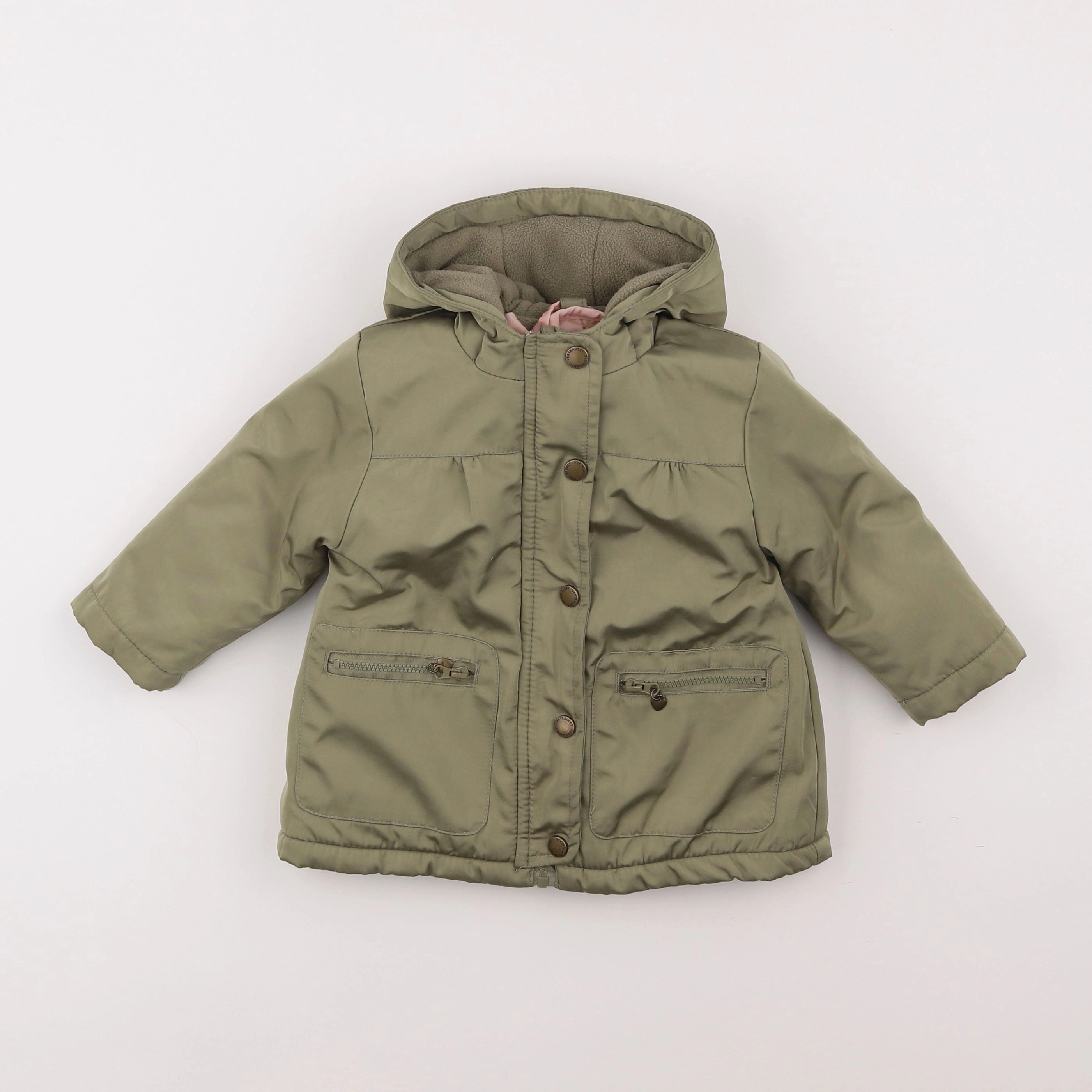 Vertbaudet - manteau doublure amovible vert - 12 mois