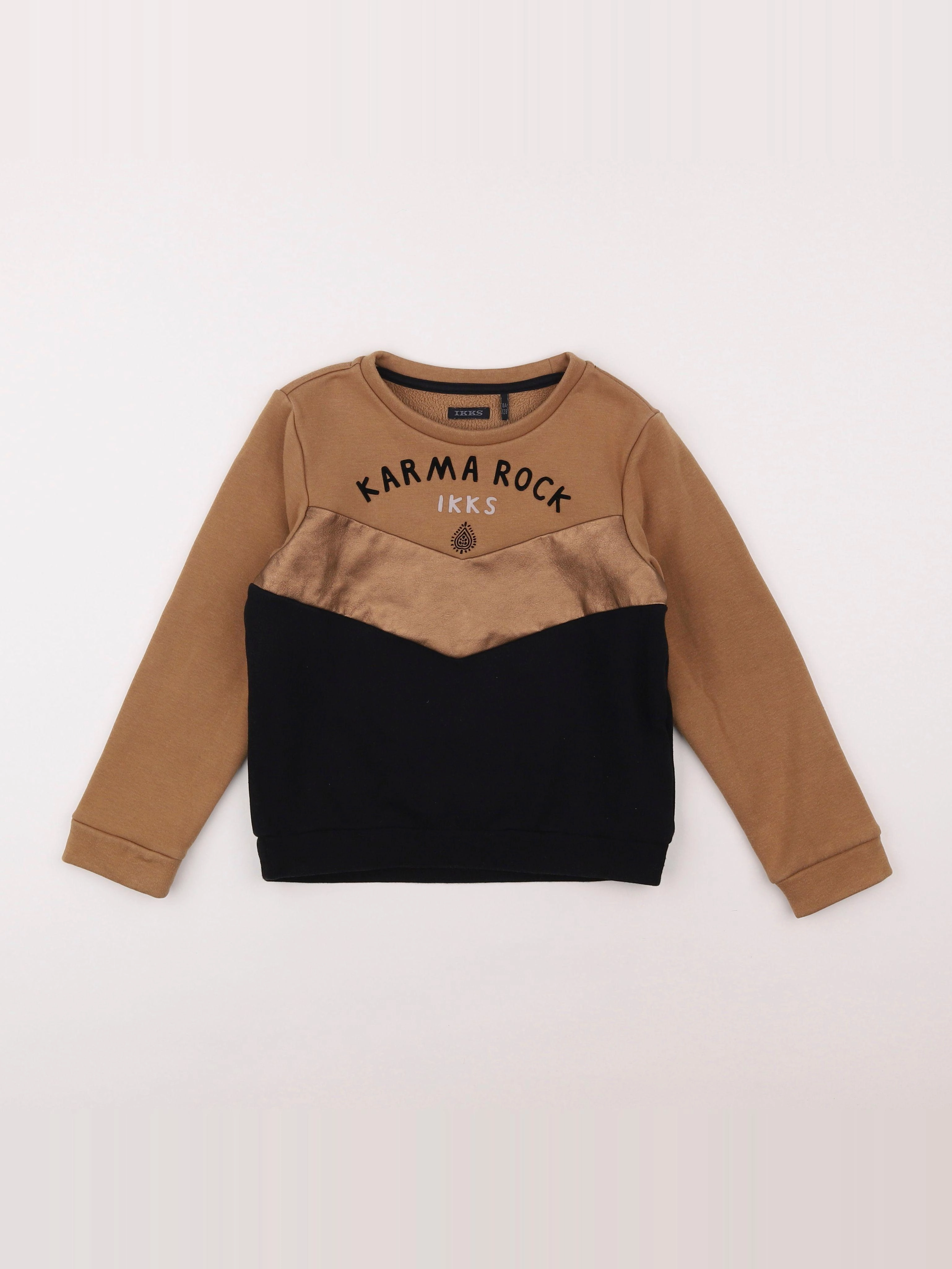 IKKS - sweat marron, noir - 8 ans