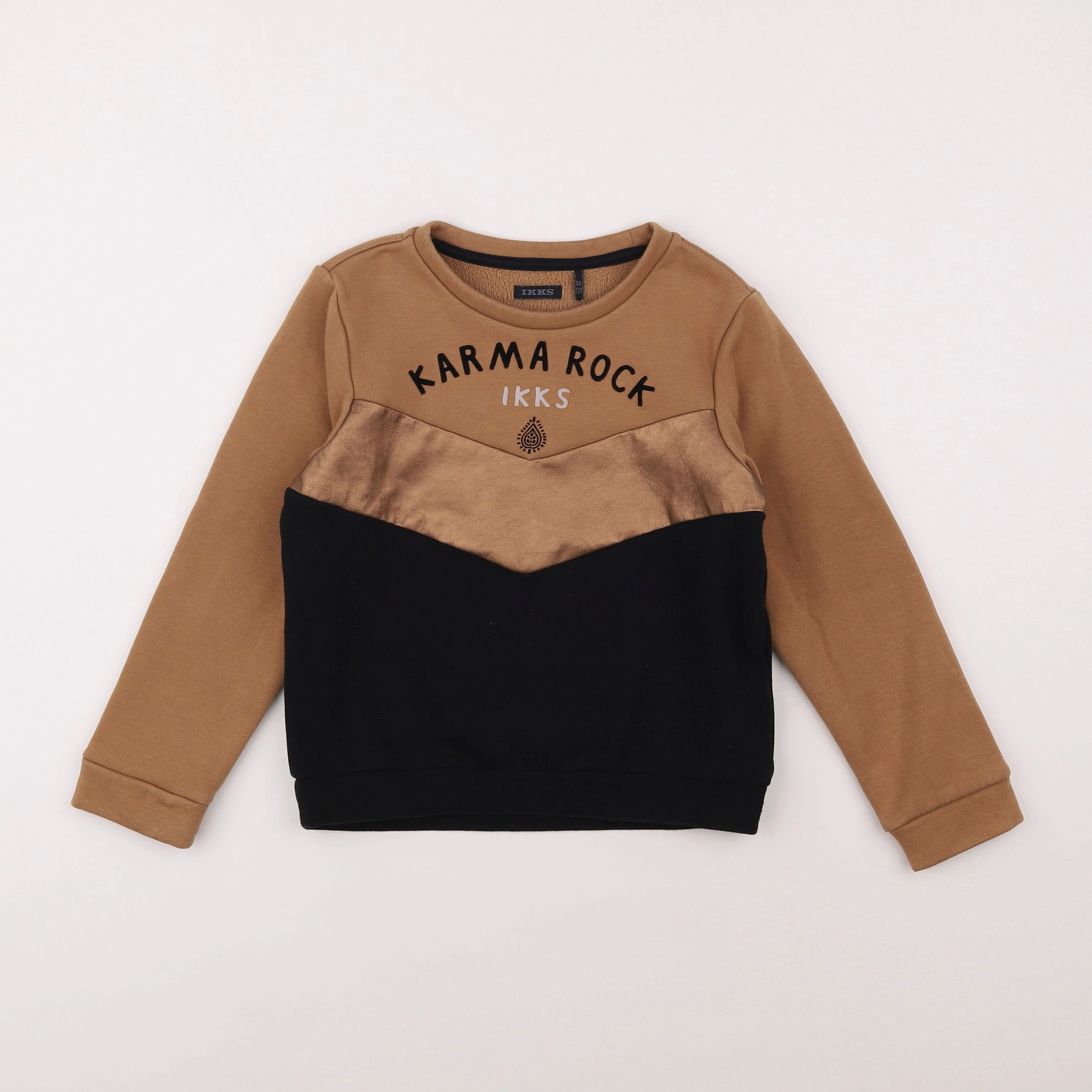 IKKS - sweat marron, noir - 8 ans