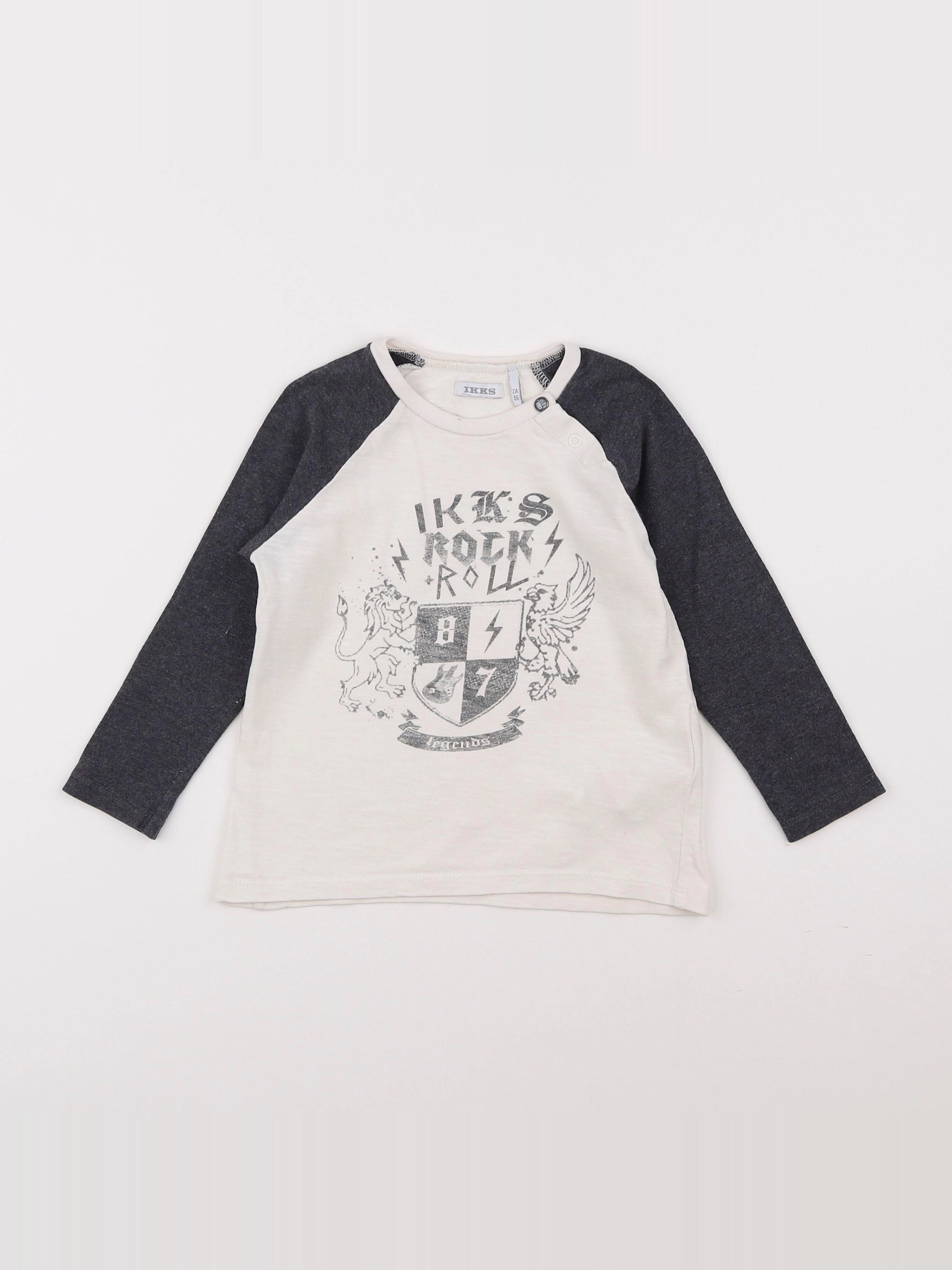 IKKS - tee-shirt blanc, gris - 2 ans