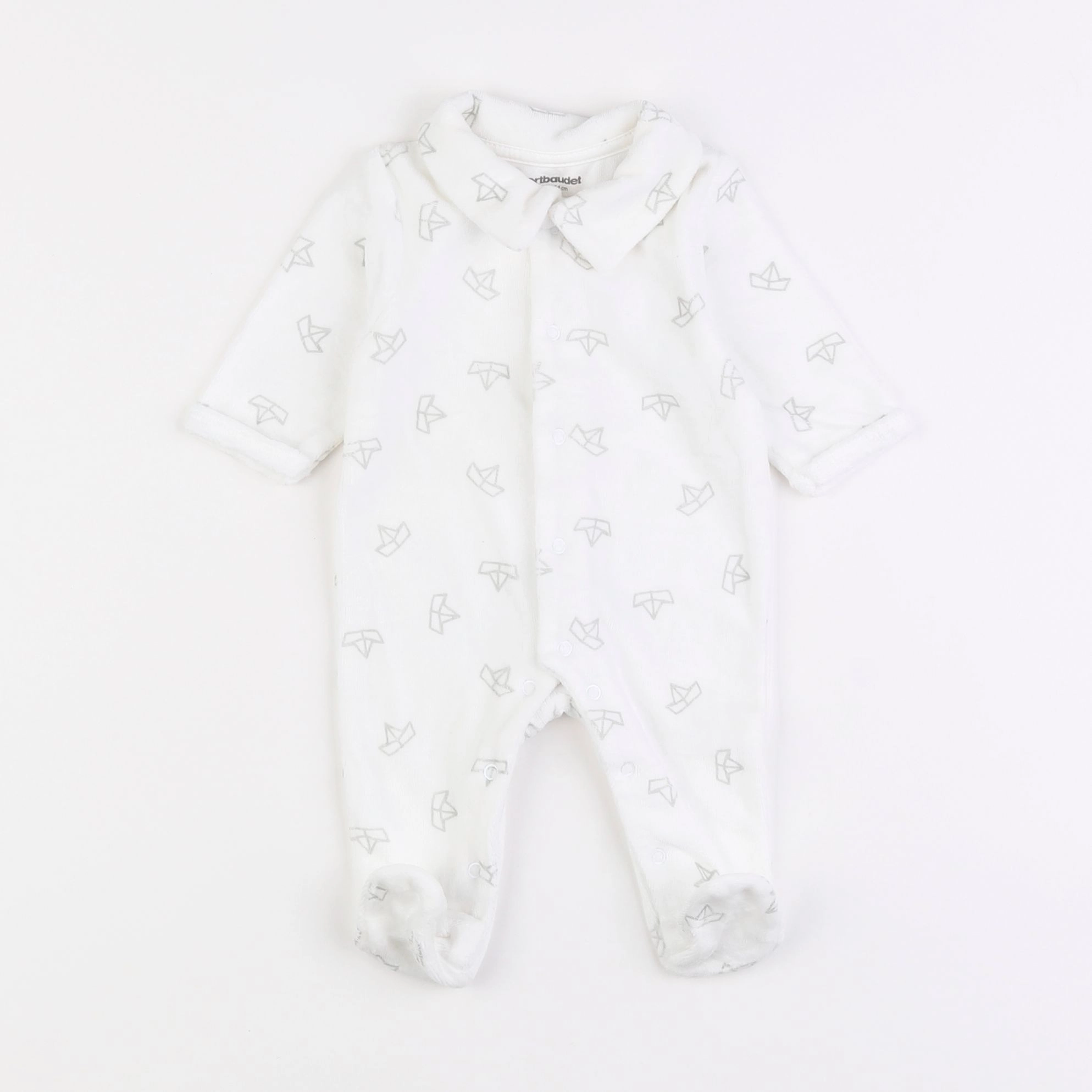 Vertbaudet - pyjama velours blanc - 1 mois