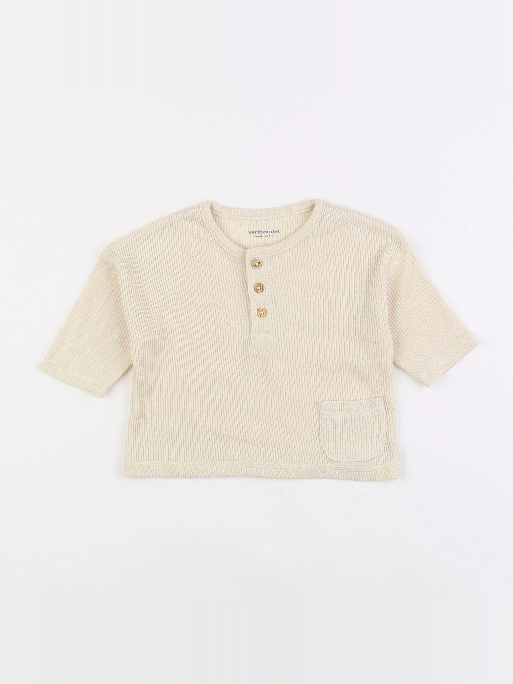 Vertbaudet - tee-shirt beige - 6 mois