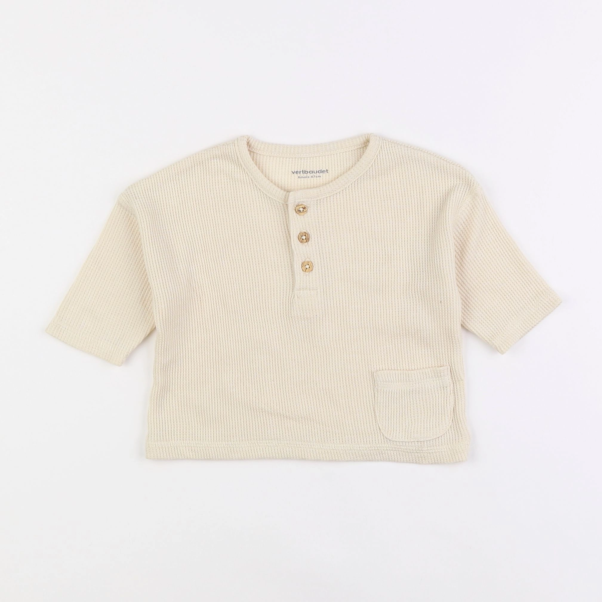 Vertbaudet - tee-shirt beige - 6 mois