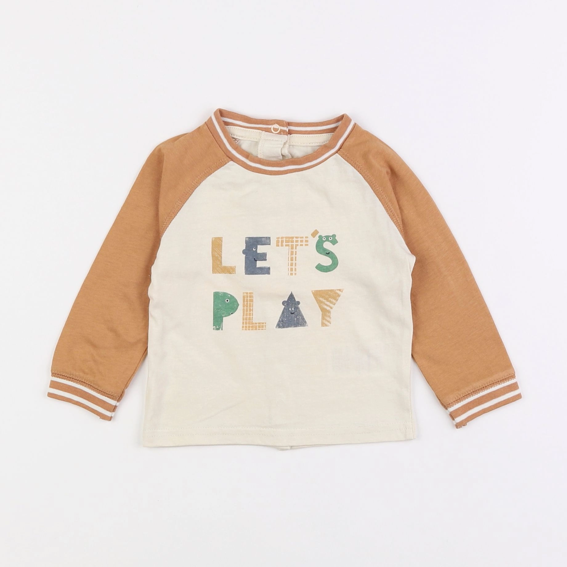 Vertbaudet - tee-shirt beige, marron - 6 mois