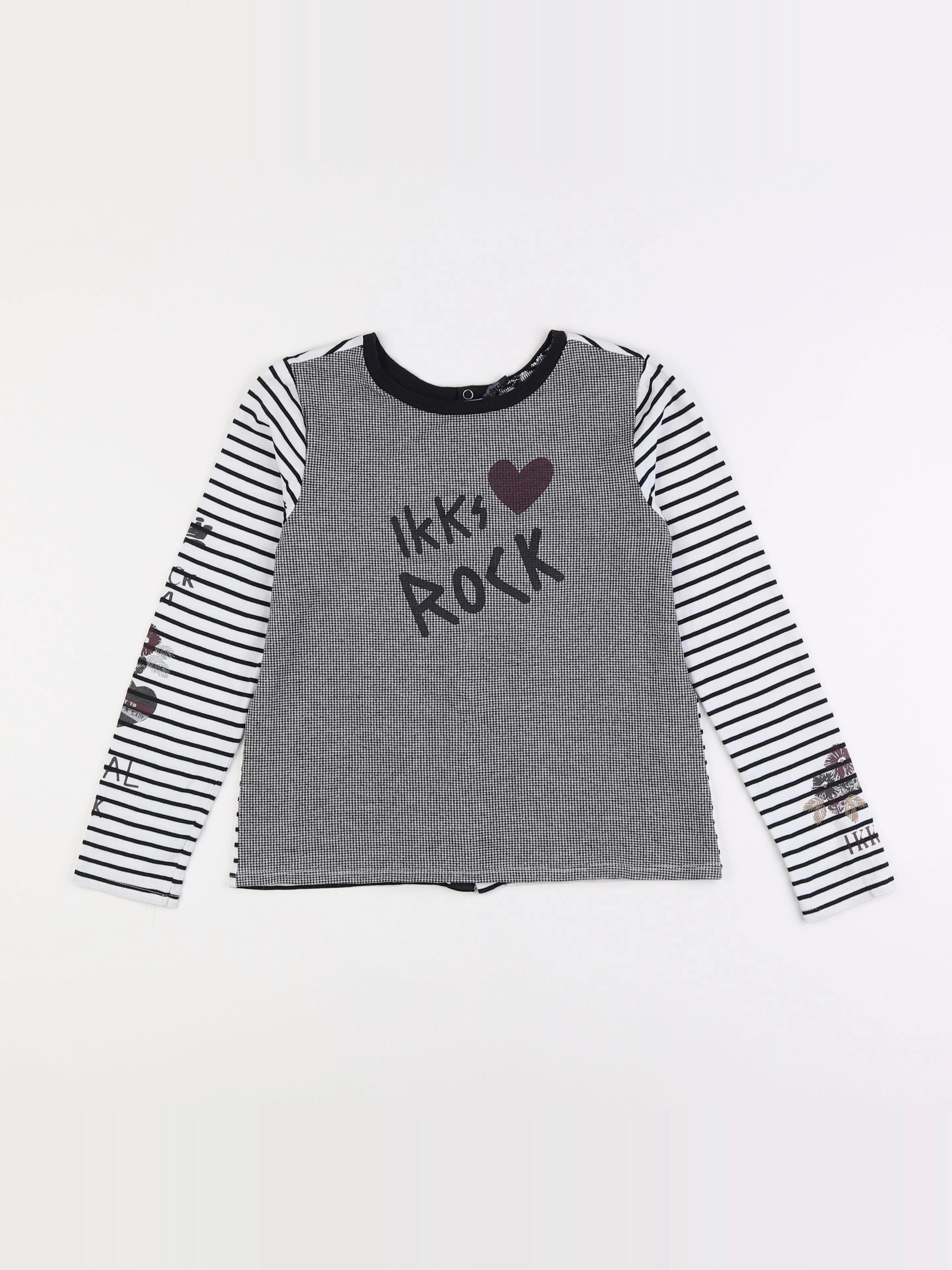 IKKS - tee-shirt blanc, gris - 10 ans