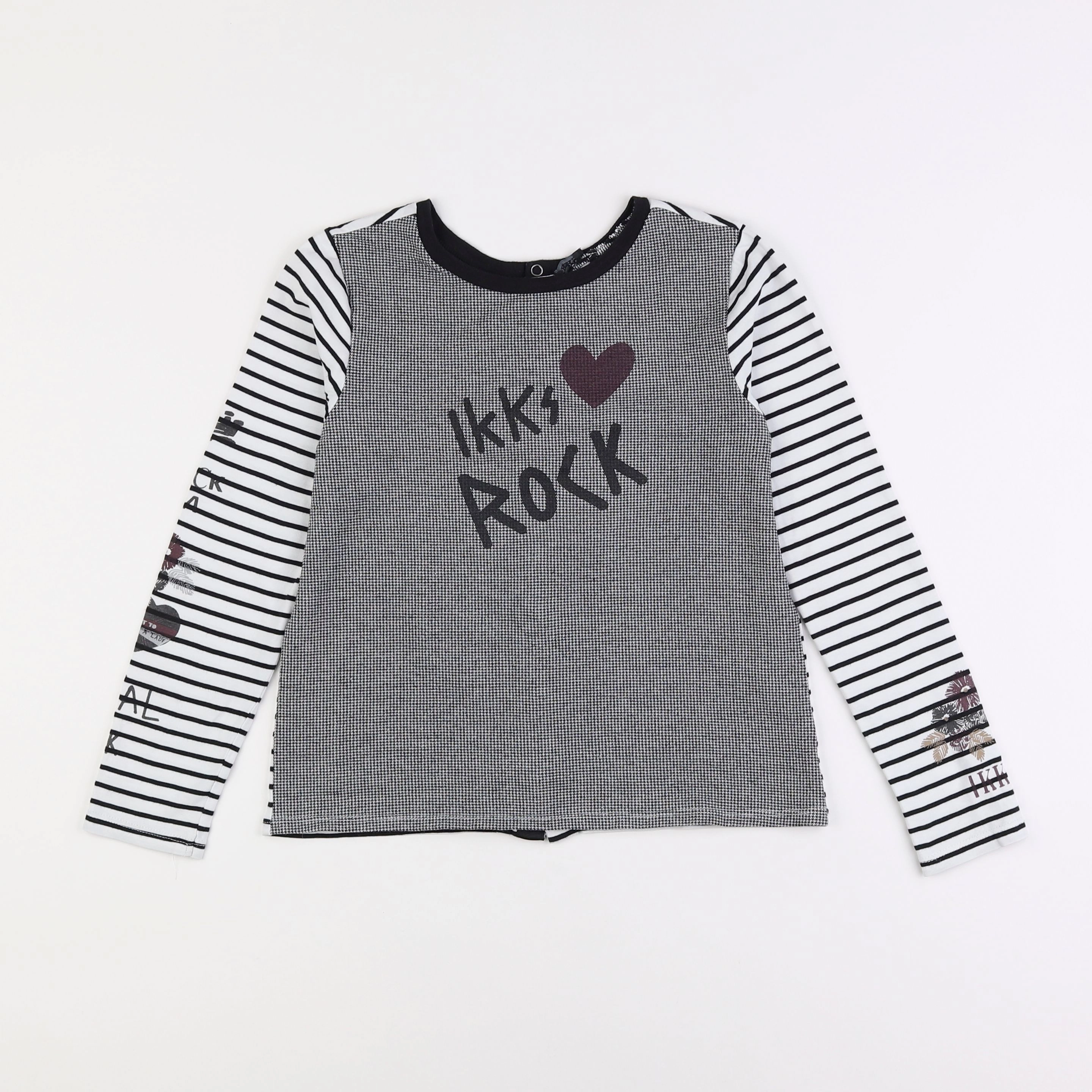 IKKS - tee-shirt blanc, gris - 10 ans