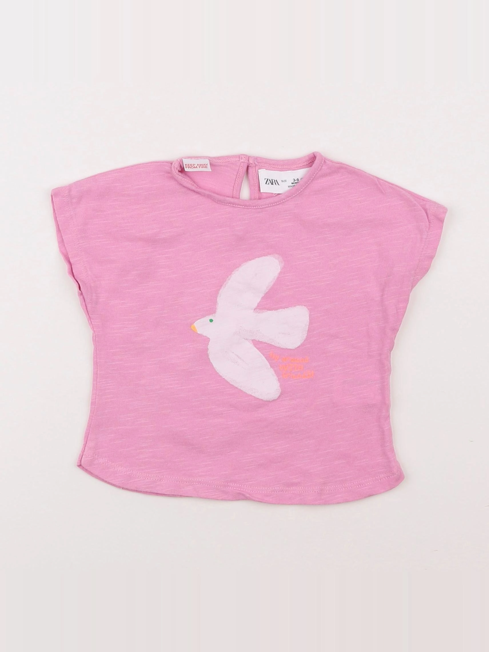 Zara - tee-shirt rose - 3/6 mois
