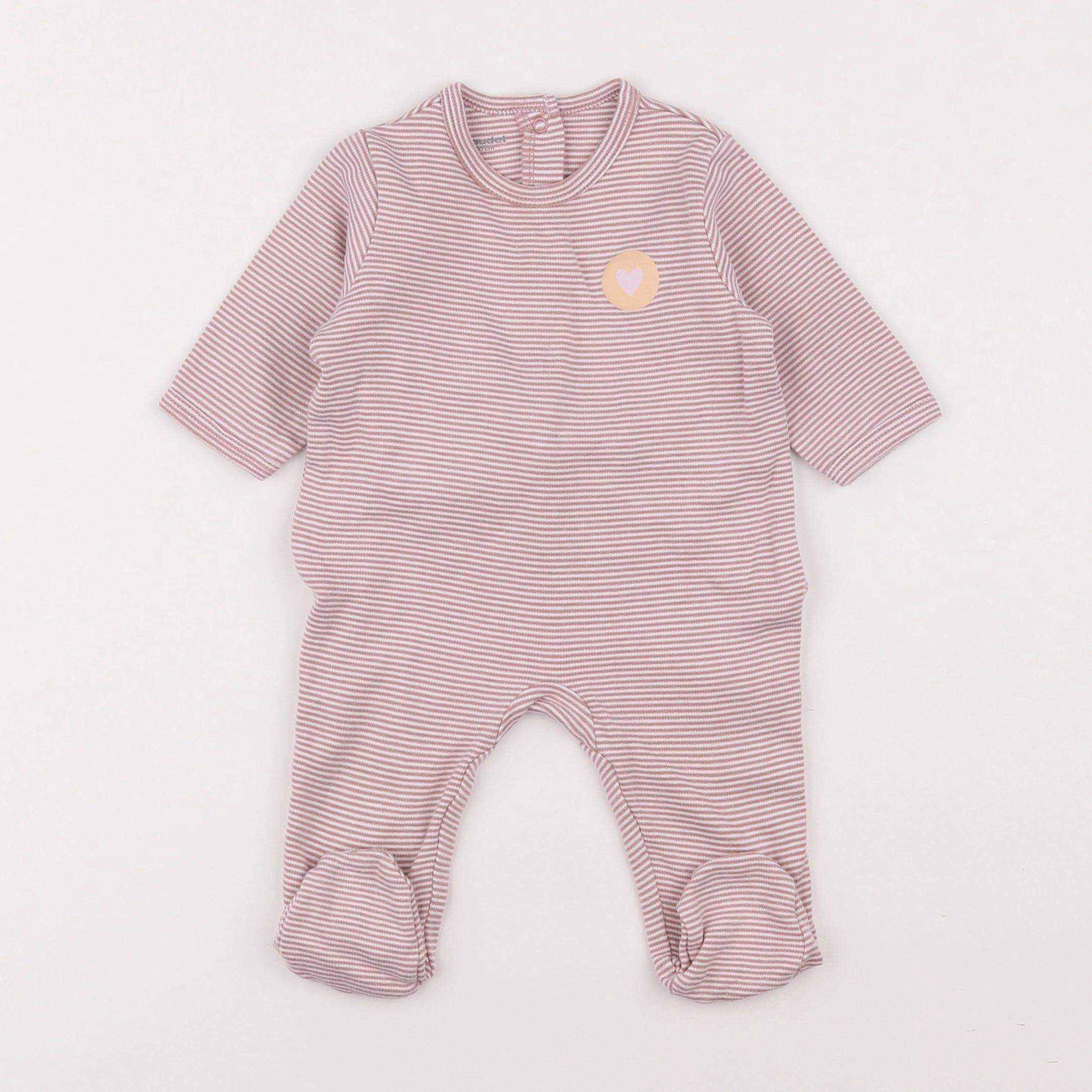 Vertbaudet - pyjama coton blanc, rose - 3 mois