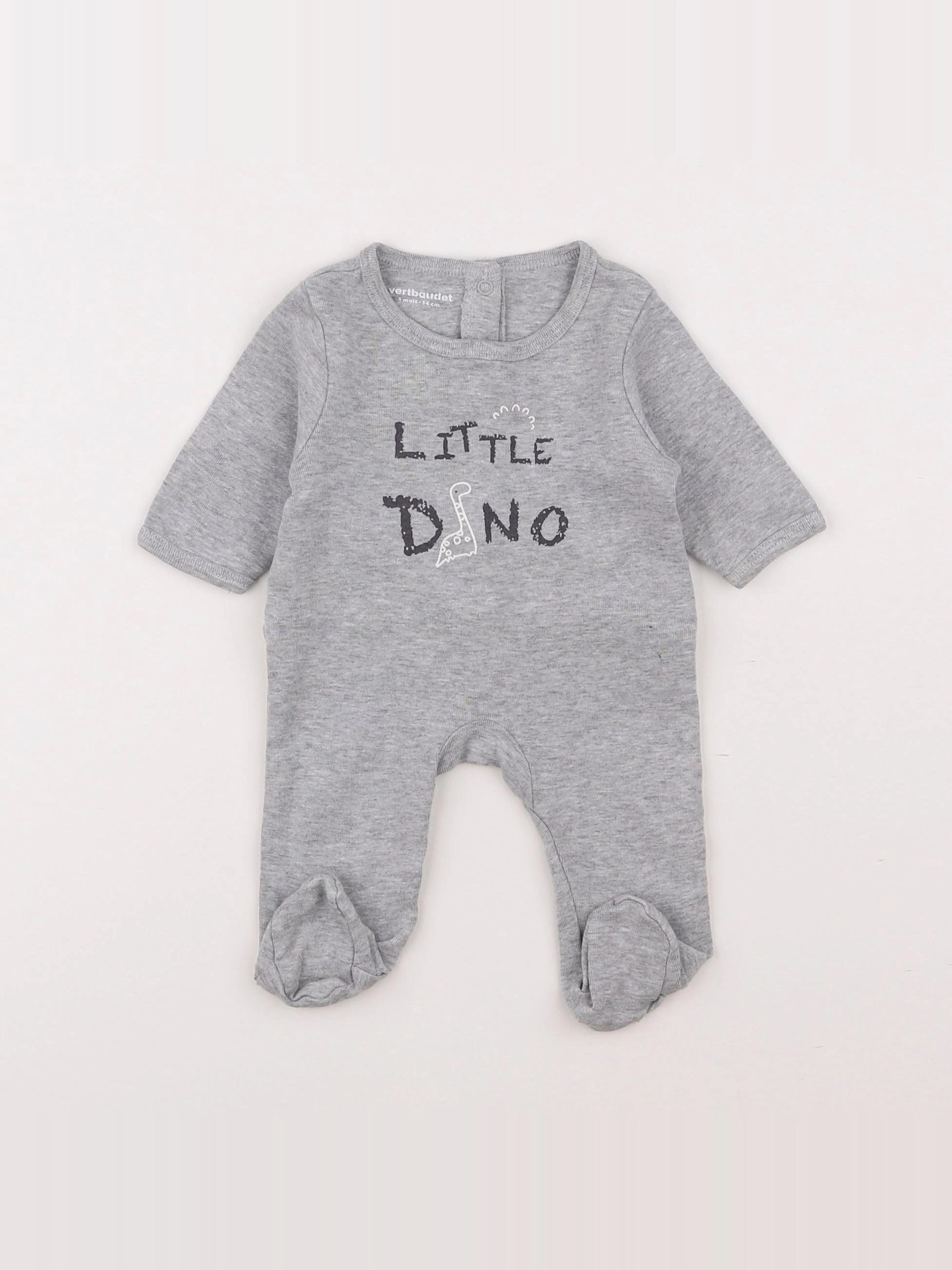 Vertbaudet - pyjama coton gris - 1 mois