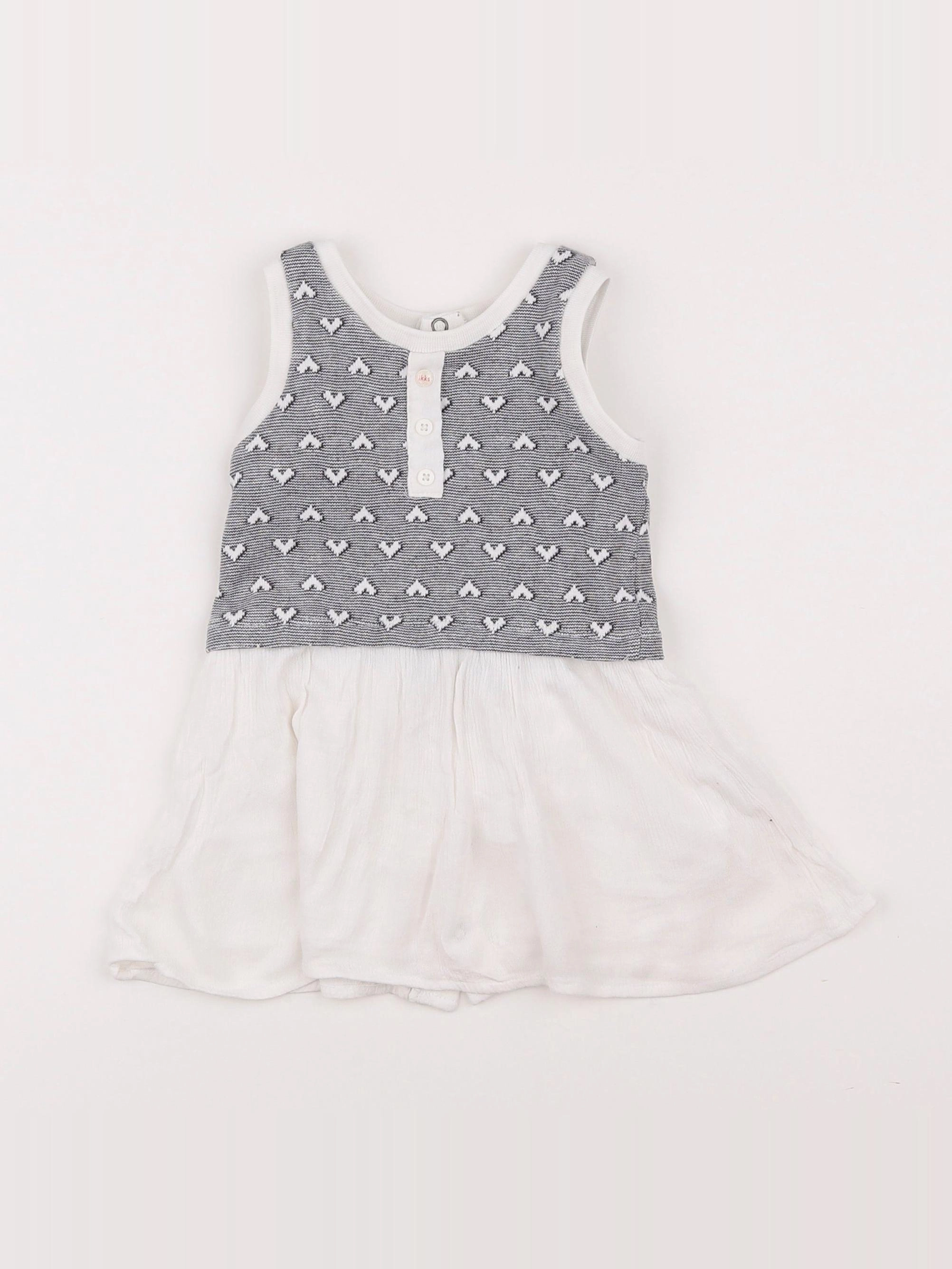 IKKS - robe blanc, gris - 12 mois