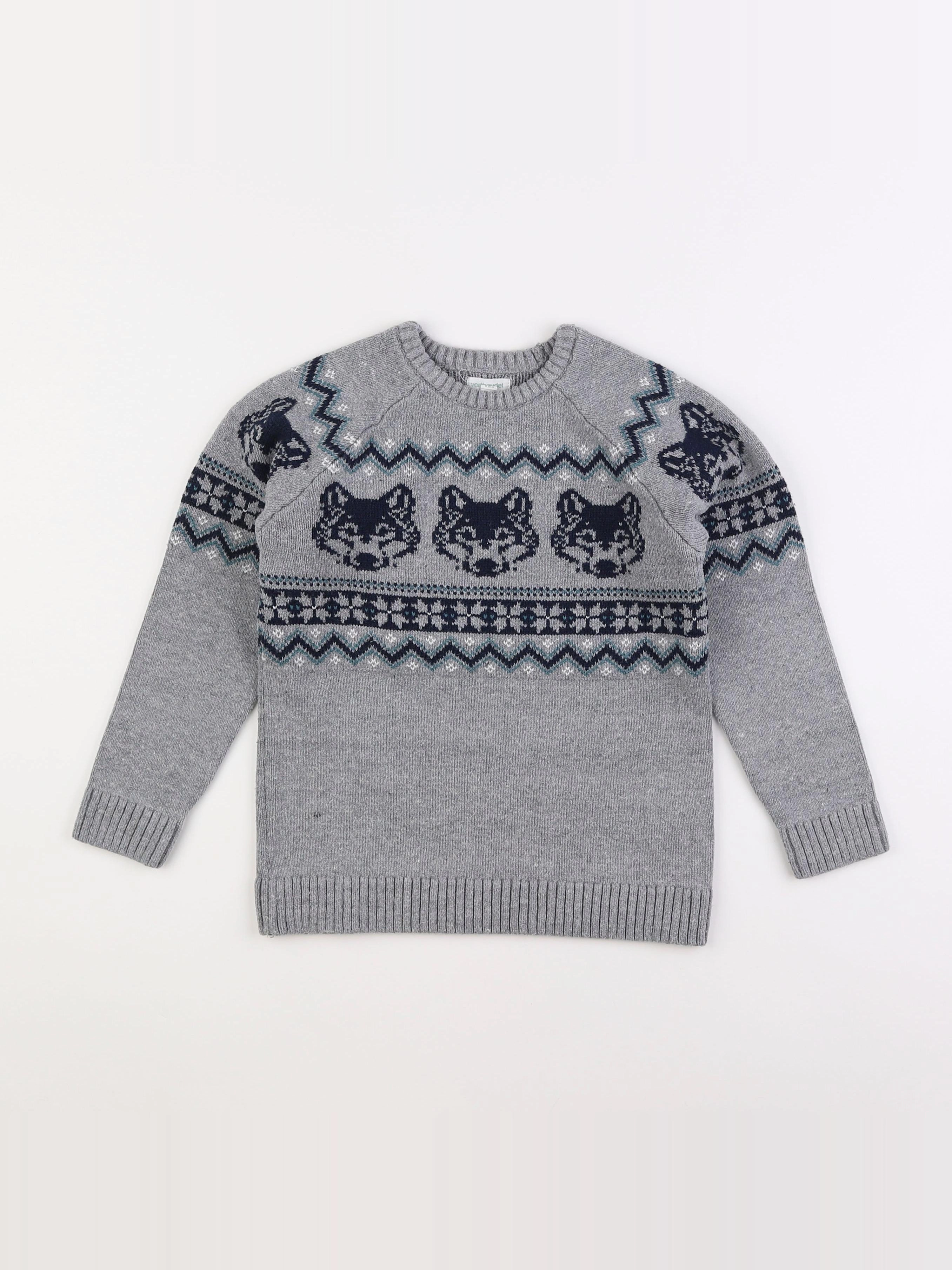 Vertbaudet - pull gris - 8 ans