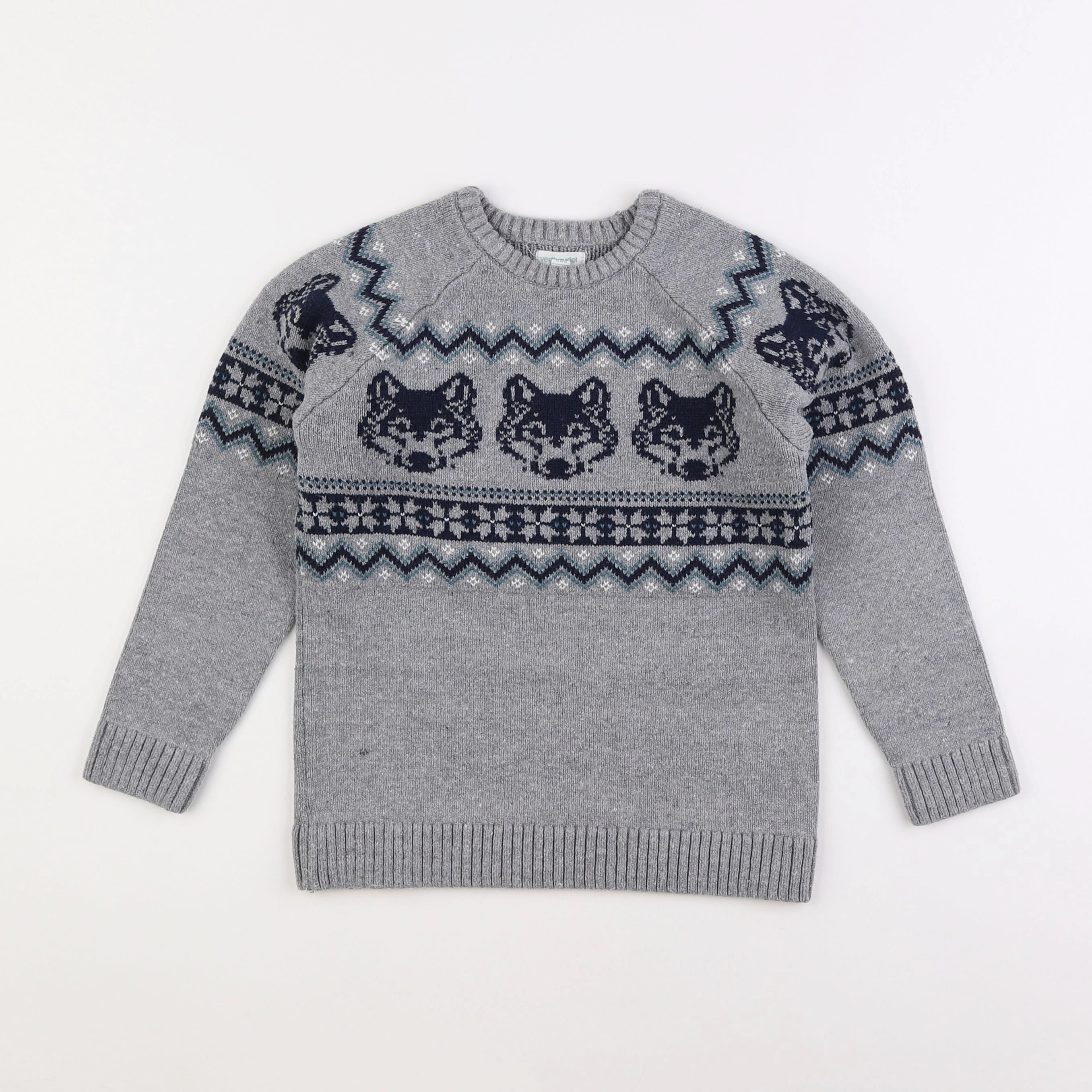Vertbaudet - pull gris - 8 ans