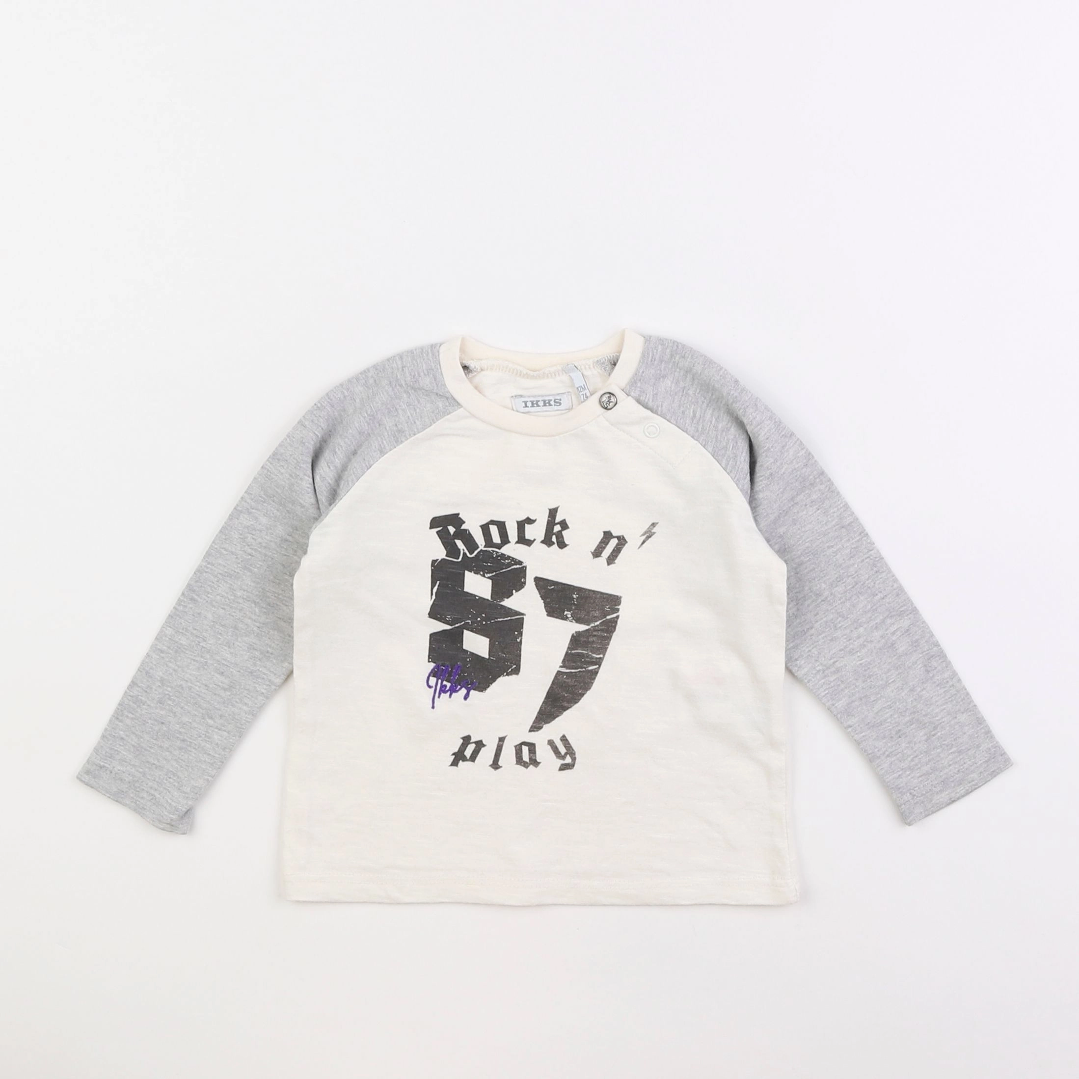 IKKS - tee-shirt gris, blanc - 12 mois