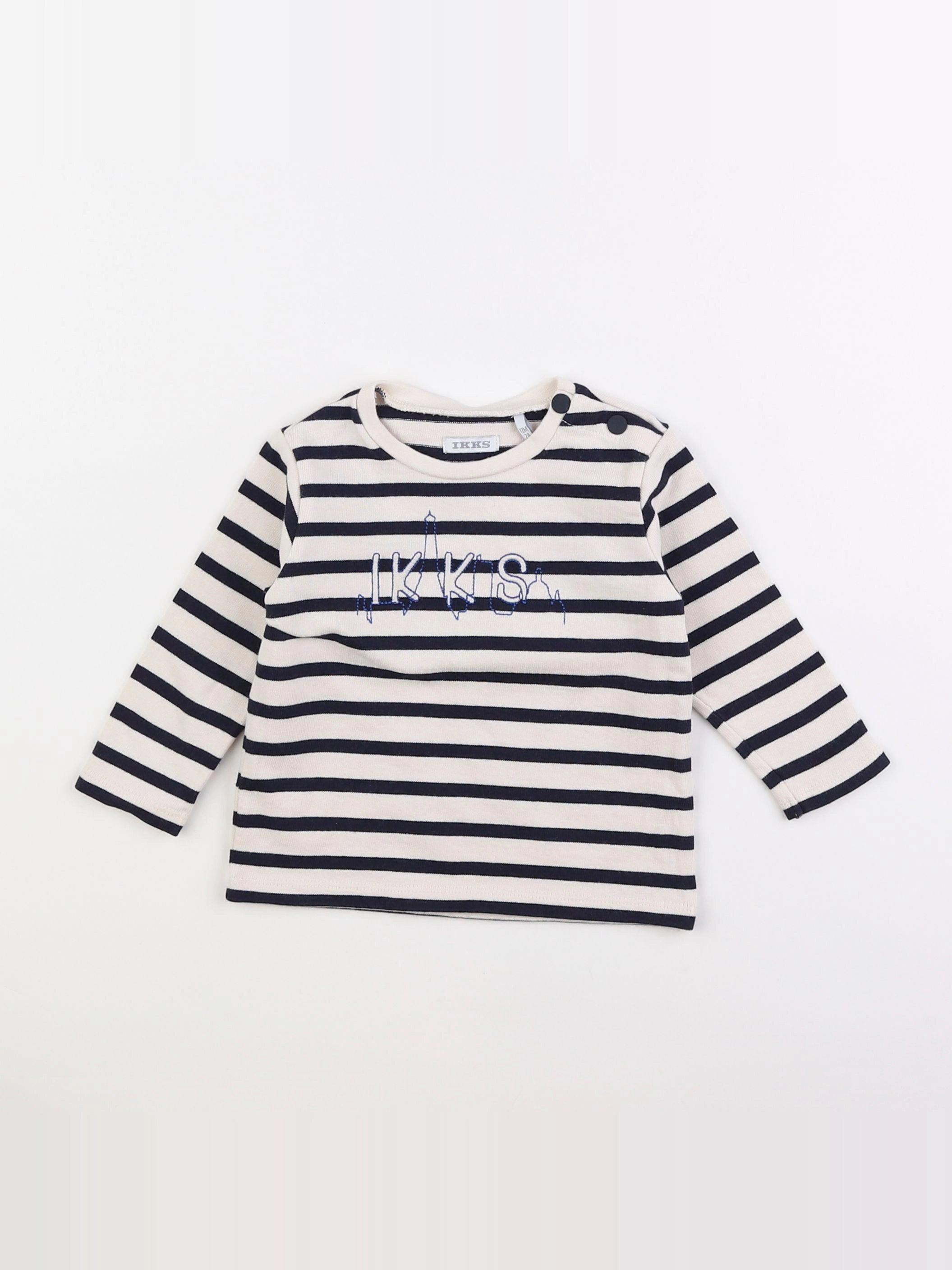 IKKS - tee-shirt beige, bleu - 12 mois