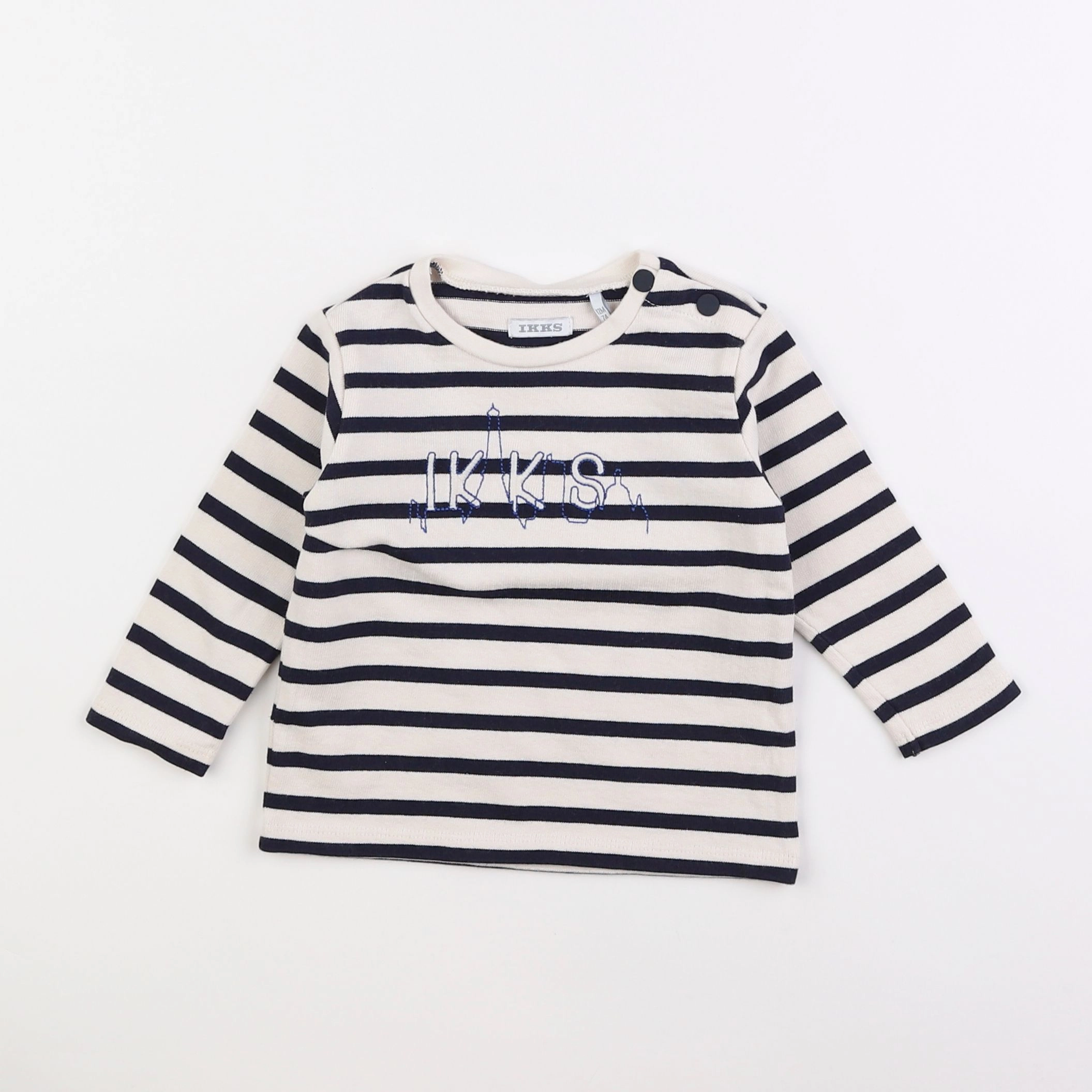 IKKS - tee-shirt beige, bleu - 12 mois