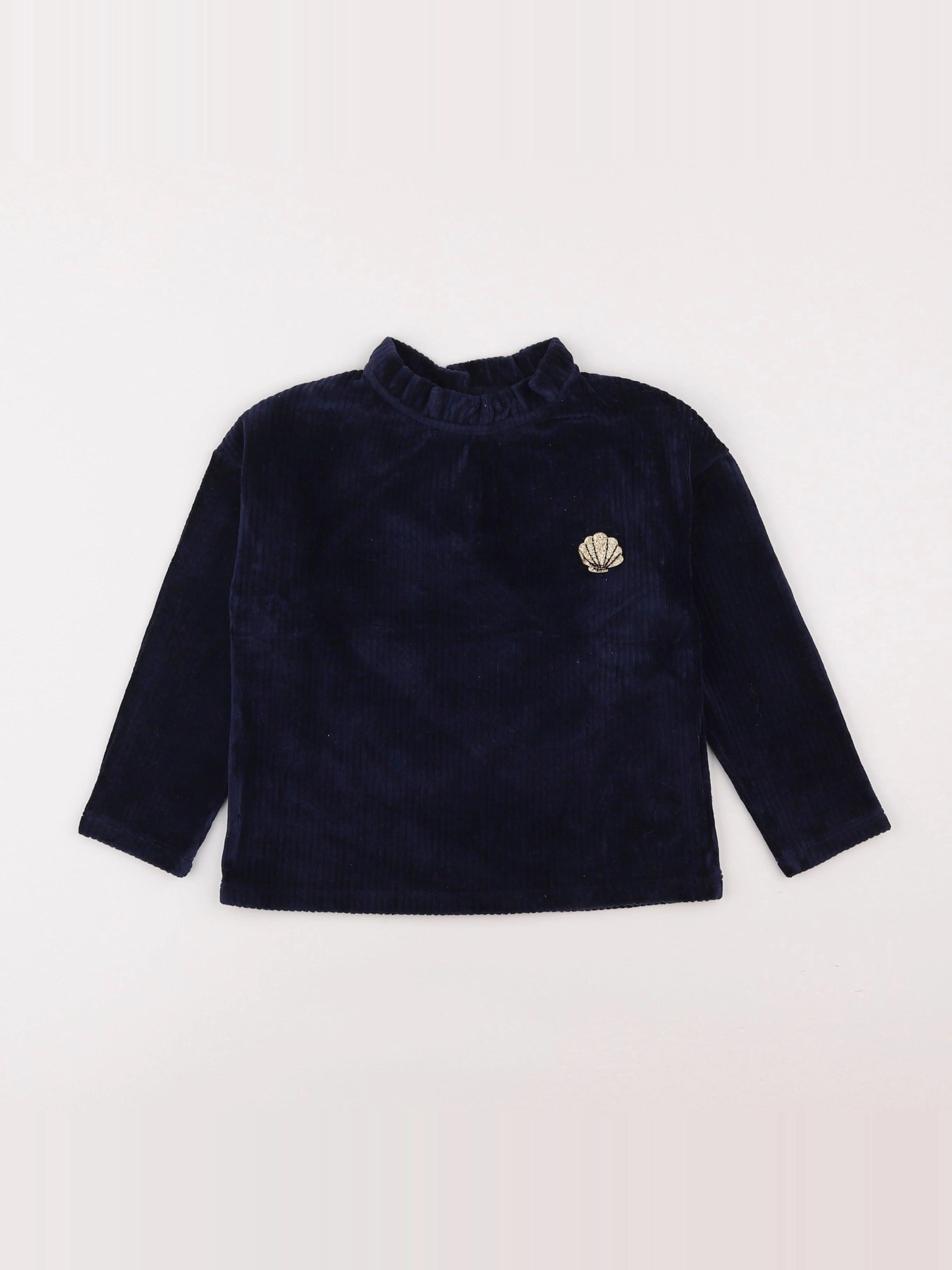 Vertbaudet - sweat velours bleu - 5 ans
