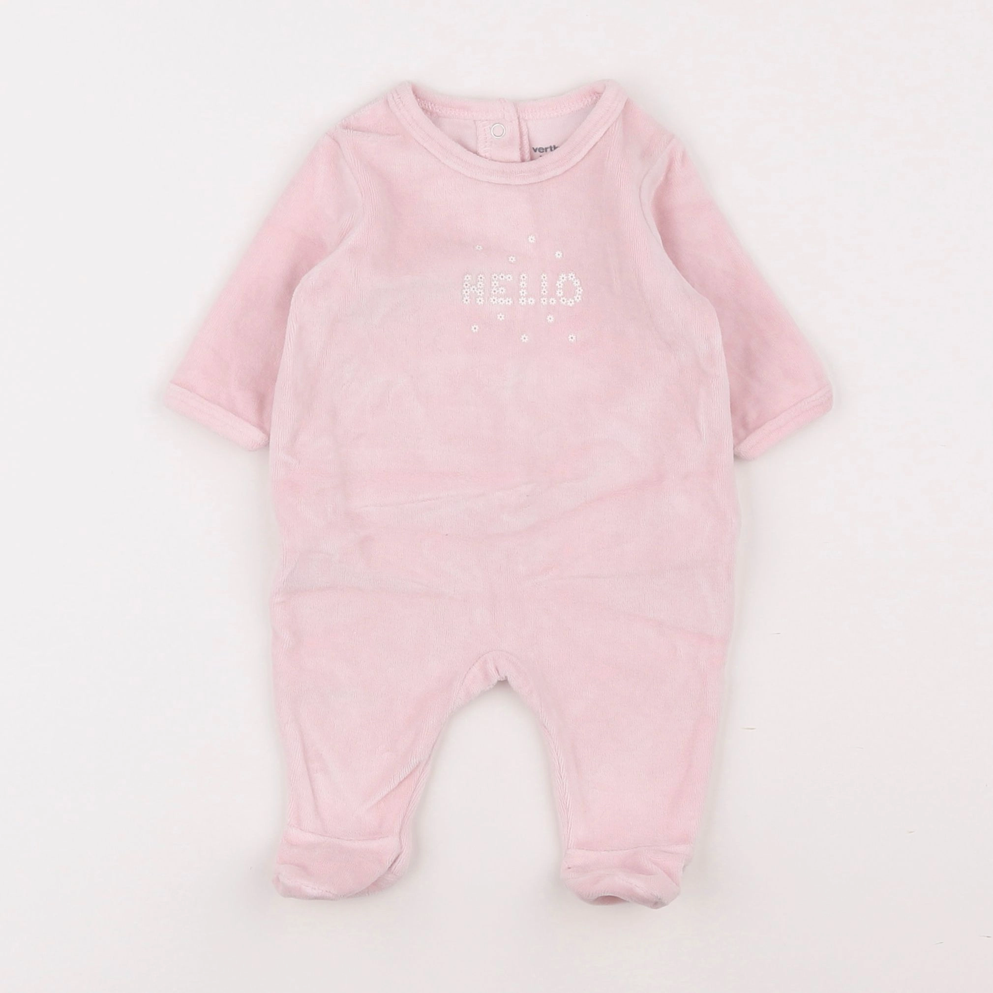 Vertbaudet - pyjama velours rose - 1 mois