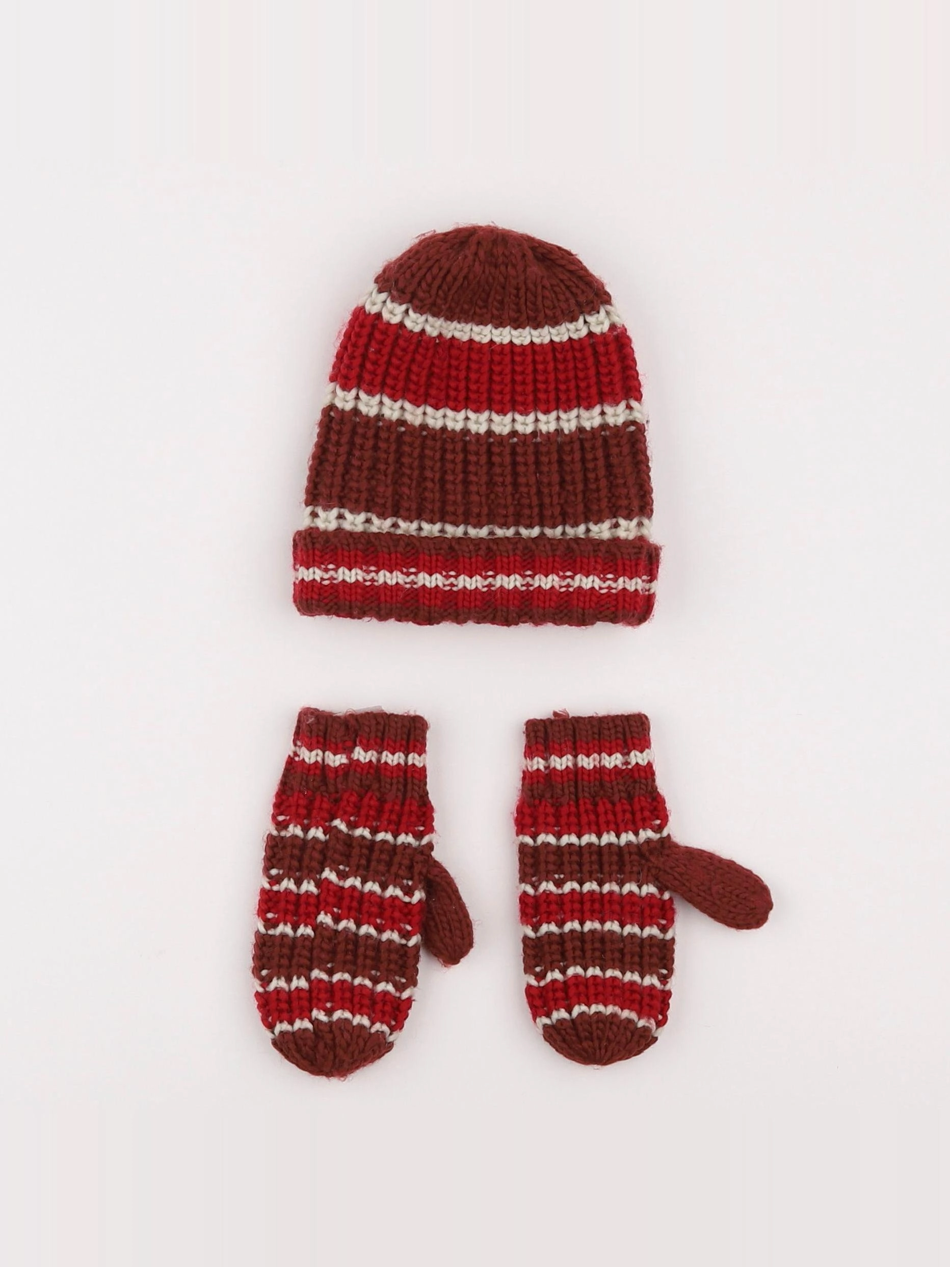 Vertbaudet - ensemble bonnet/moufles rouge - 2/3 ans