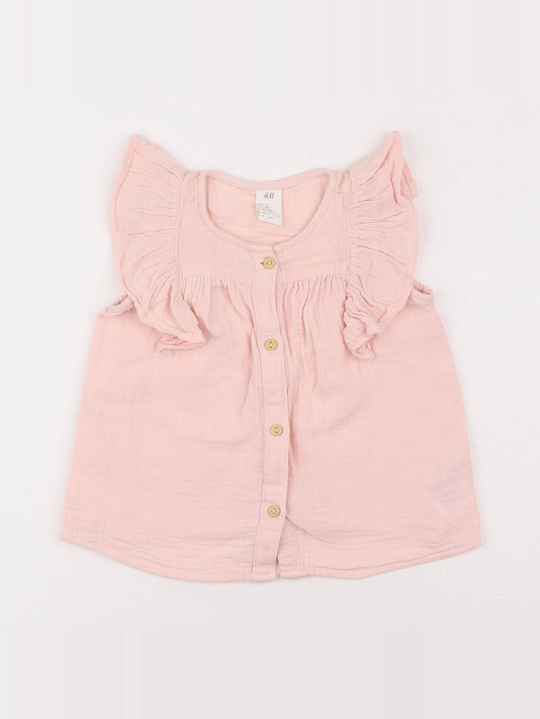 H&M - blouse rose - 6/9 mois