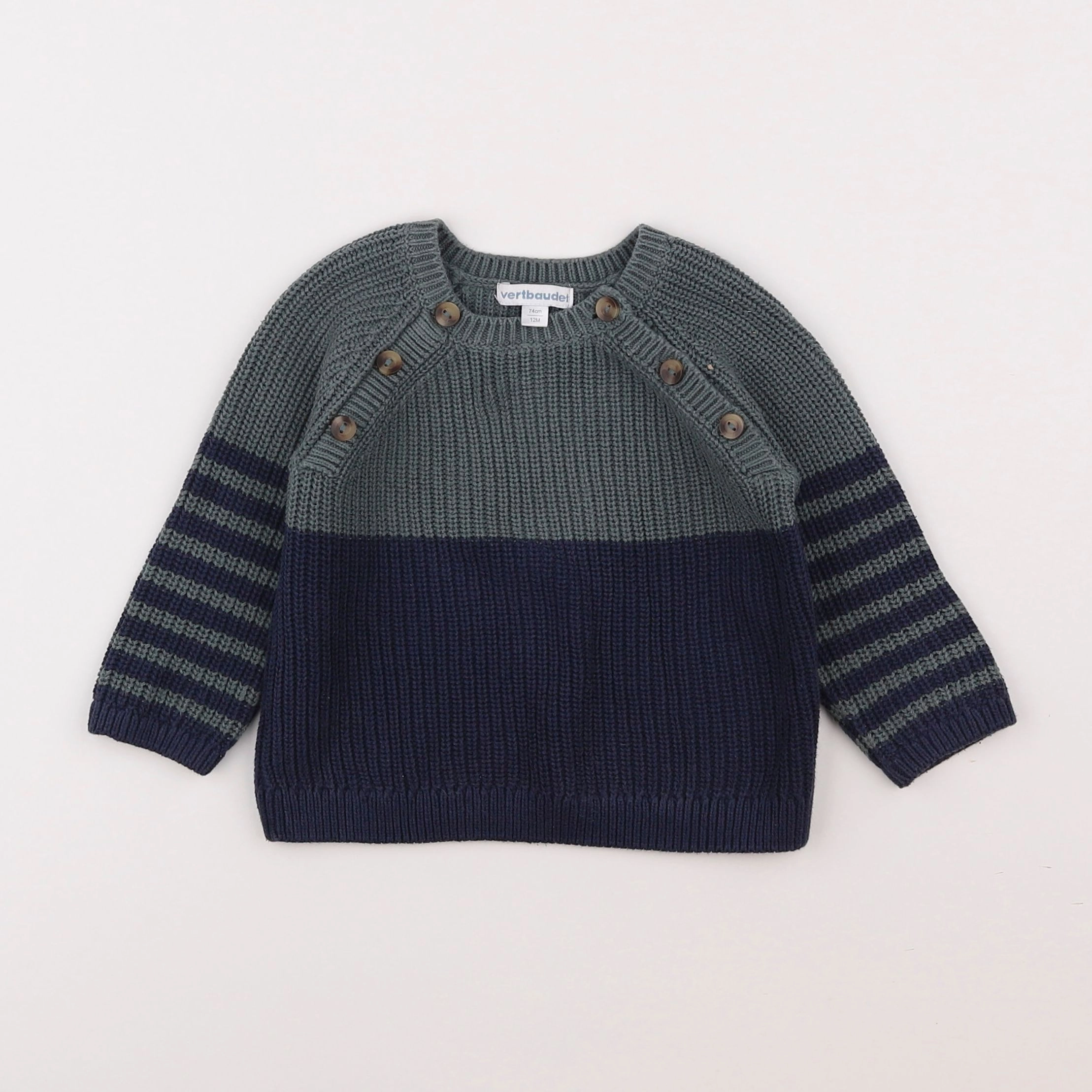 Vertbaudet - pull bleu - 12 mois