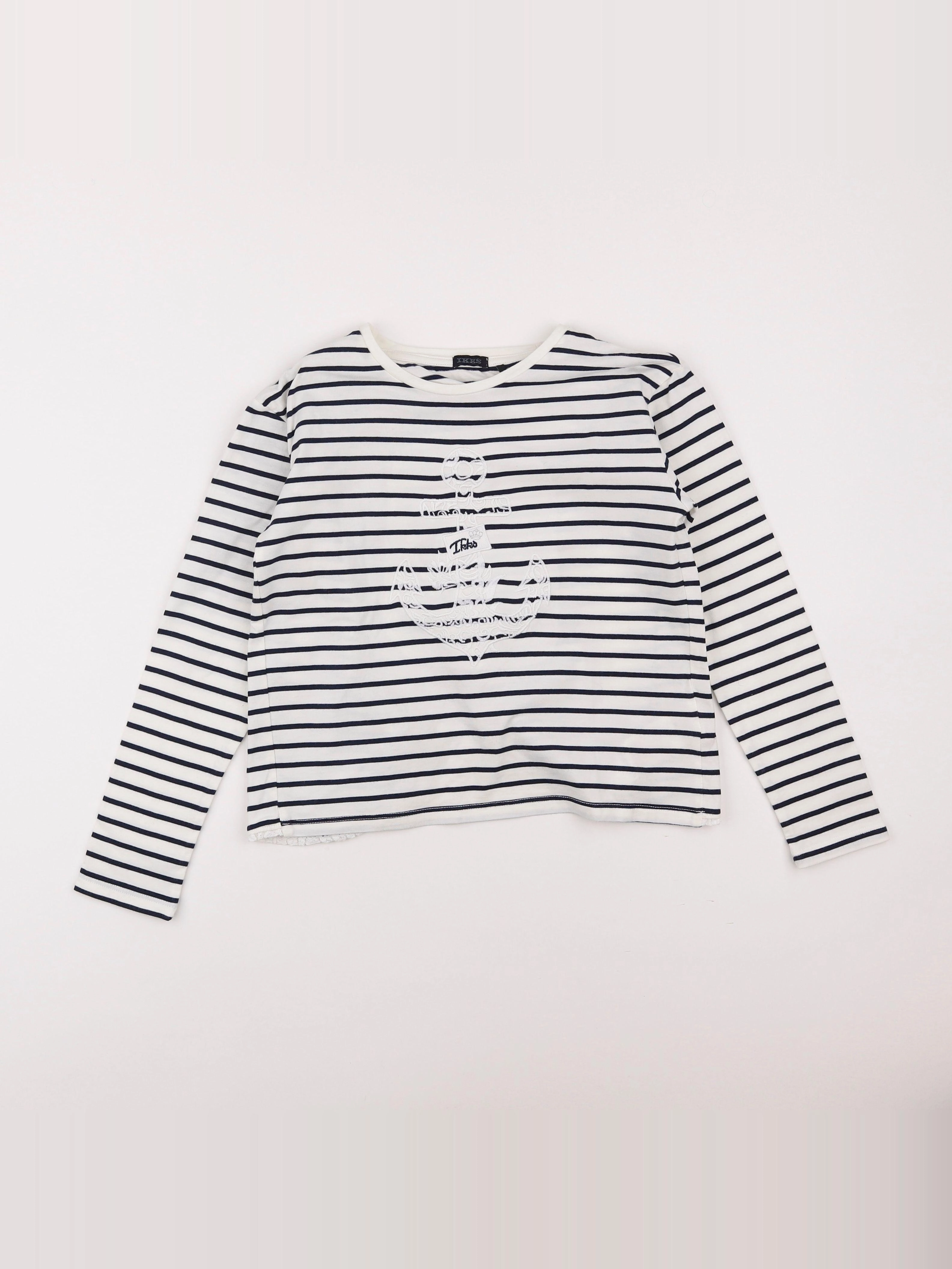 IKKS - tee-shirt blanc, bleu - 10 ans