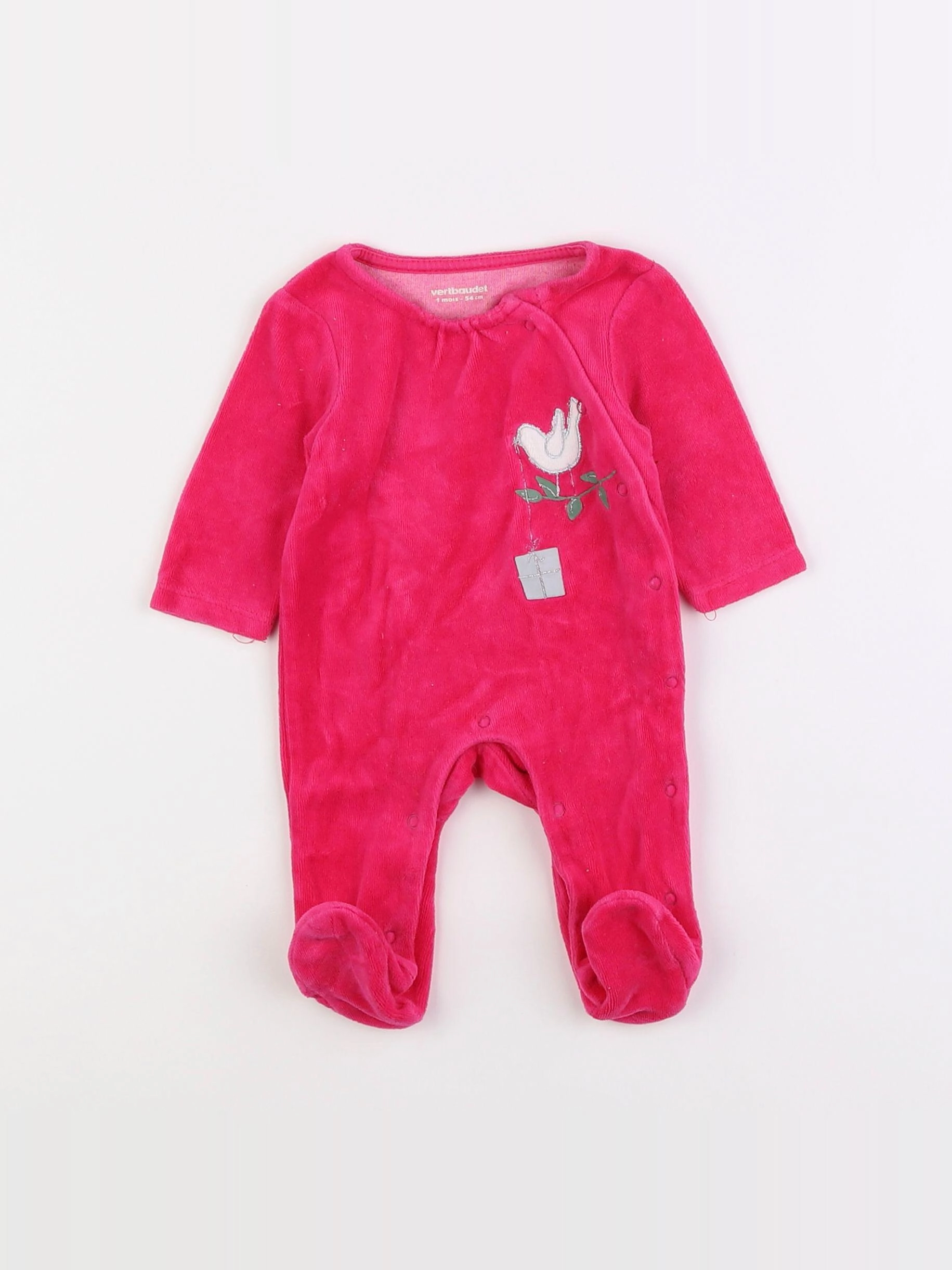 Vertbaudet - pyjama velours rose - 1 mois