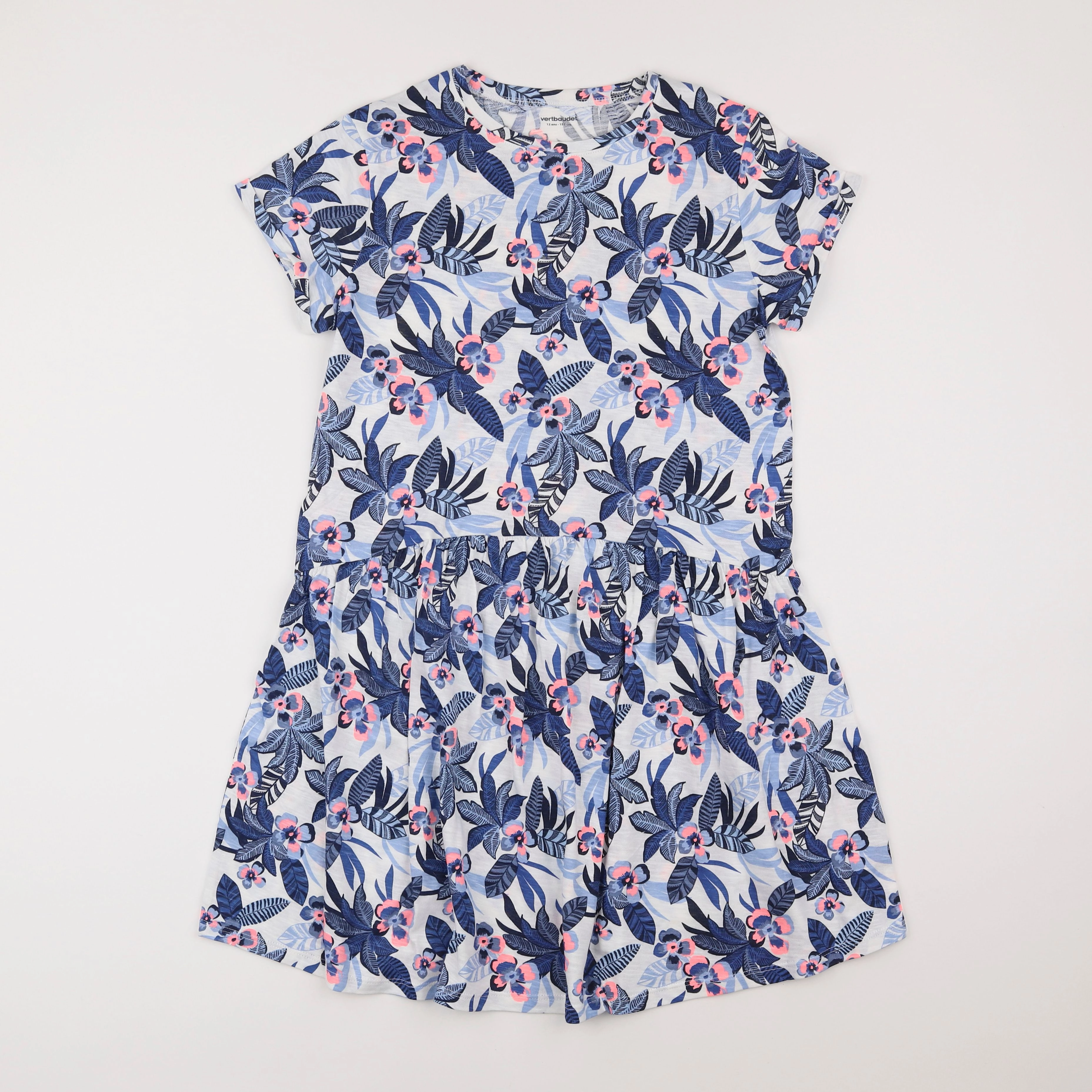 Vertbaudet - robe bleu, blanc - 12 ans