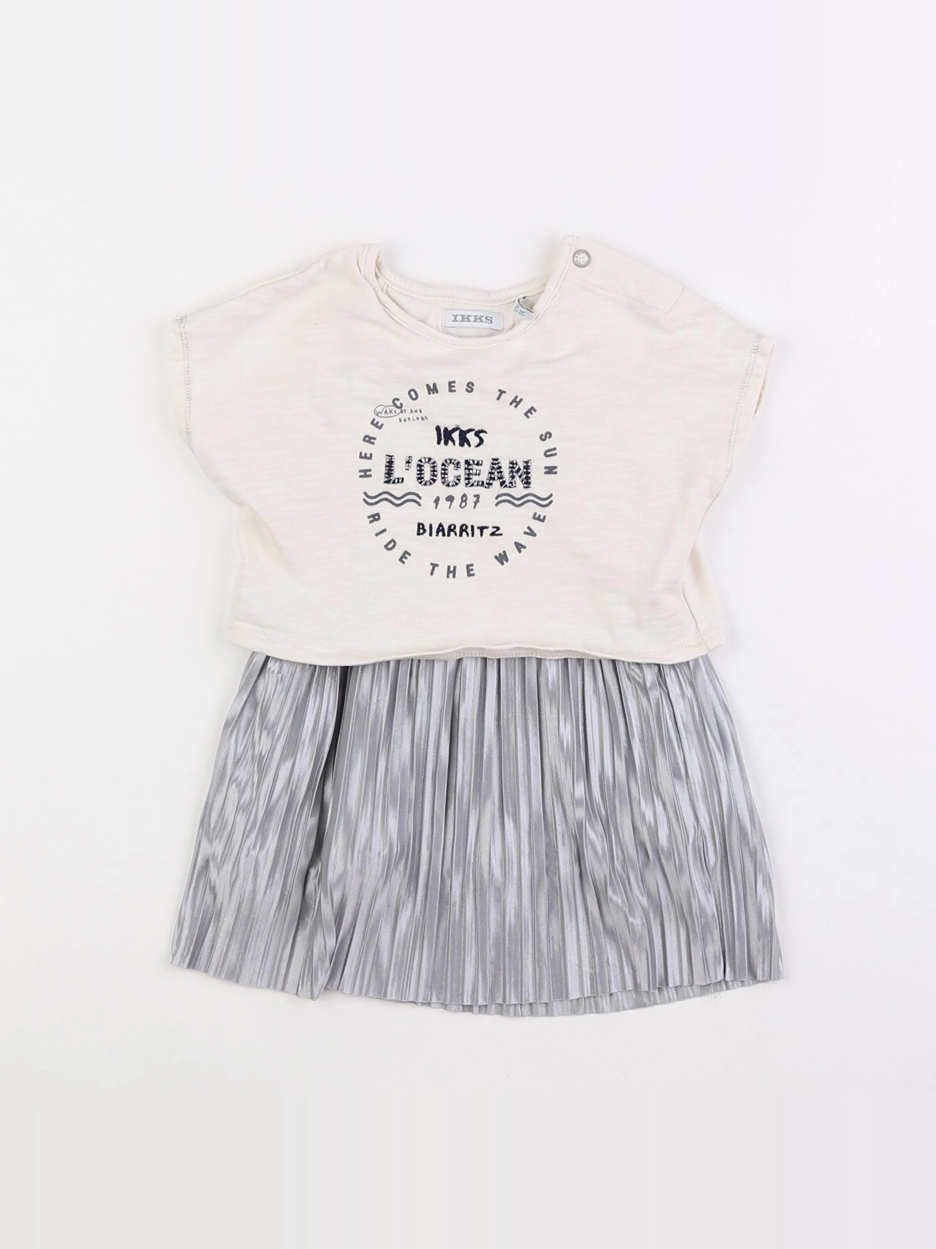 IKKS - robe beige, argent - 12 mois