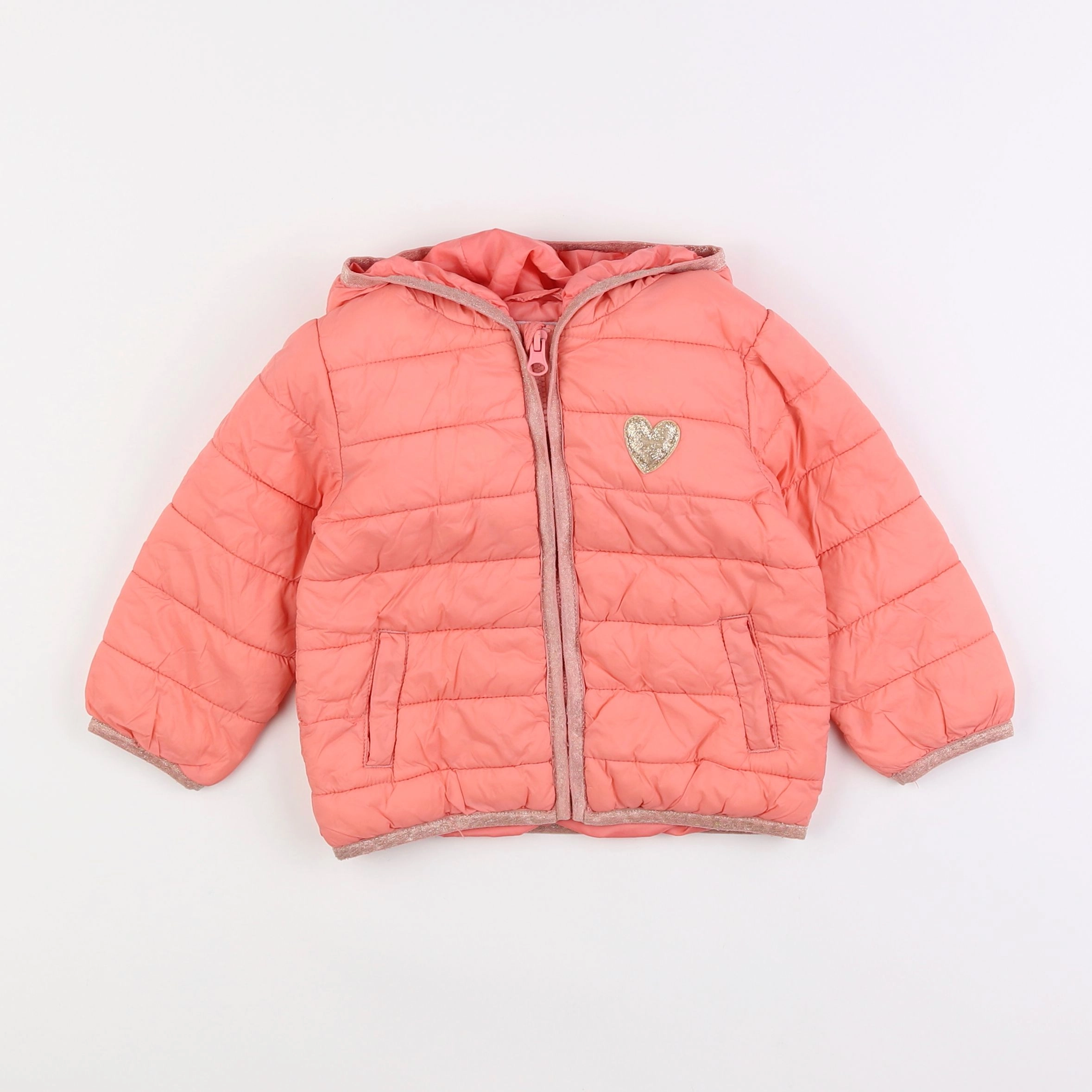 Vertbaudet - doudoune rose, or - 18 mois