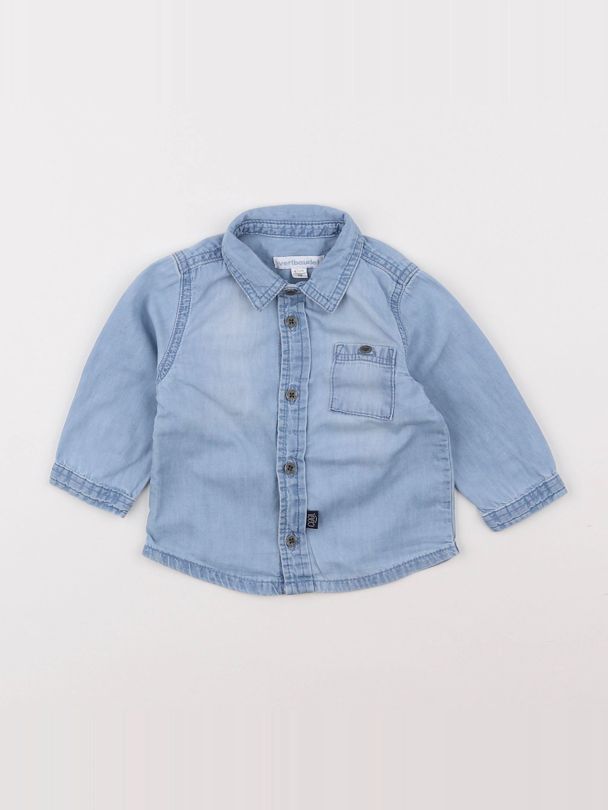 Vertbaudet - chemise bleu - 6 mois