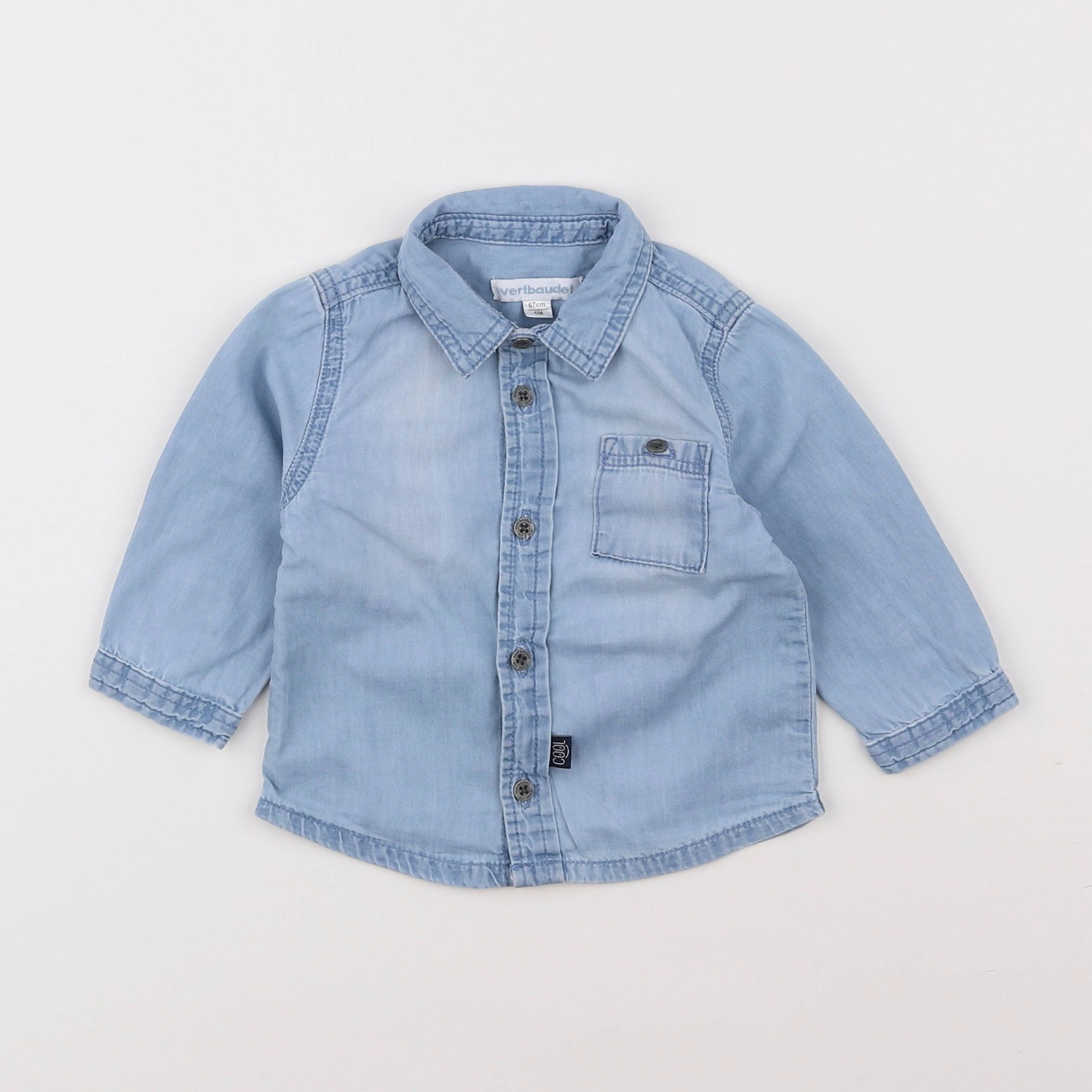 Vertbaudet - chemise bleu - 6 mois