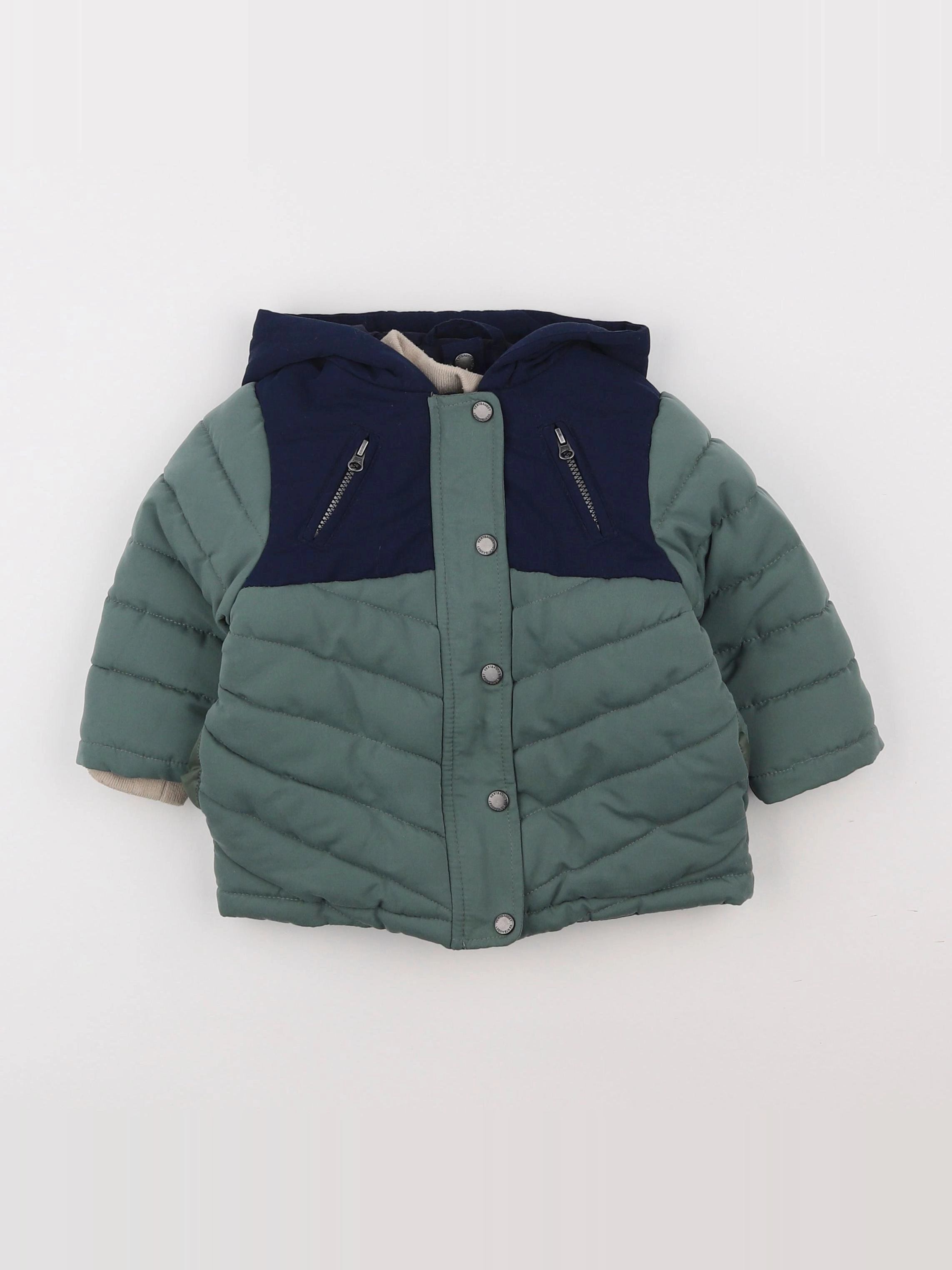 Vertbaudet - doudoune doublure amovible vert, bleu - 12 mois