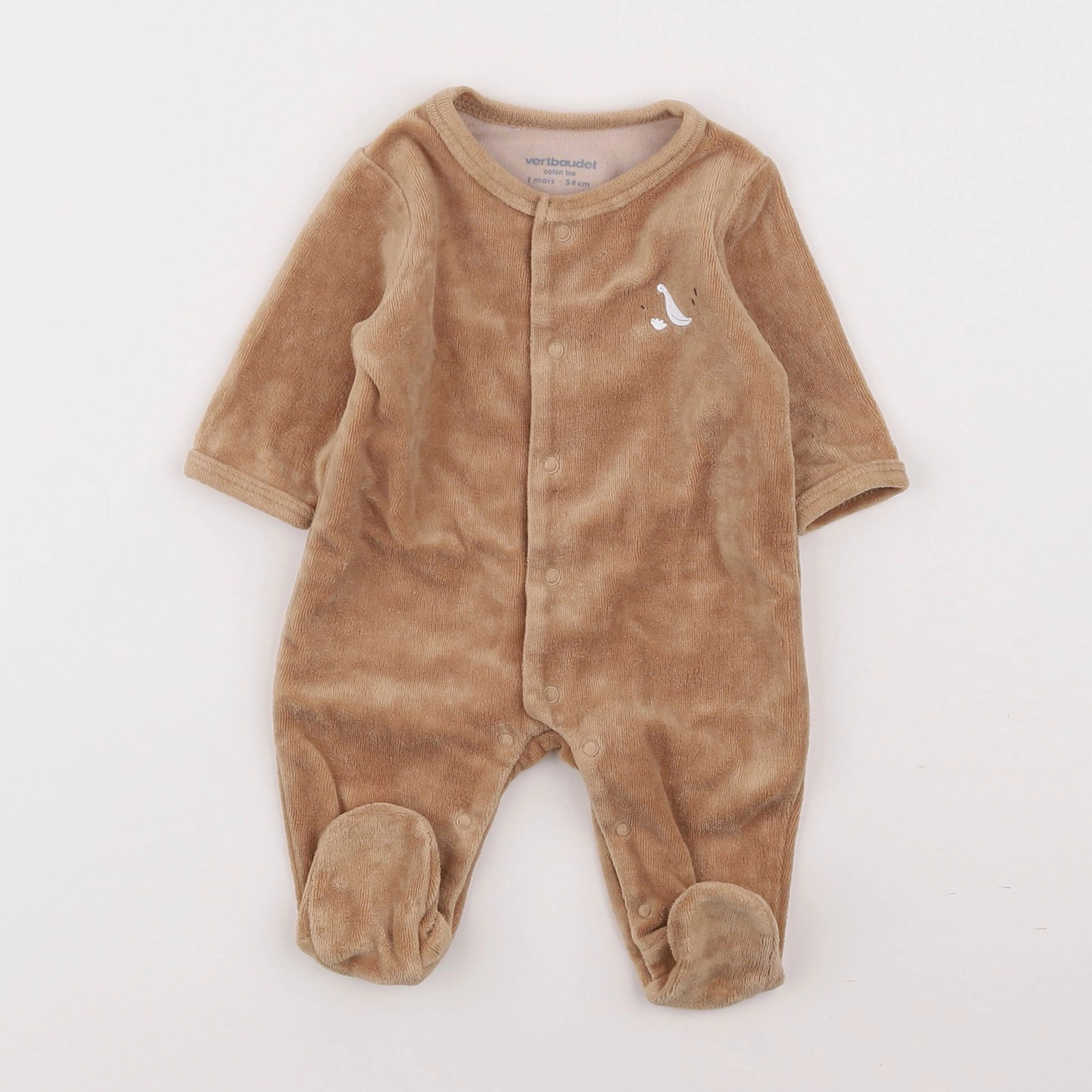 Vertbaudet - pyjama velours beige - 1 mois