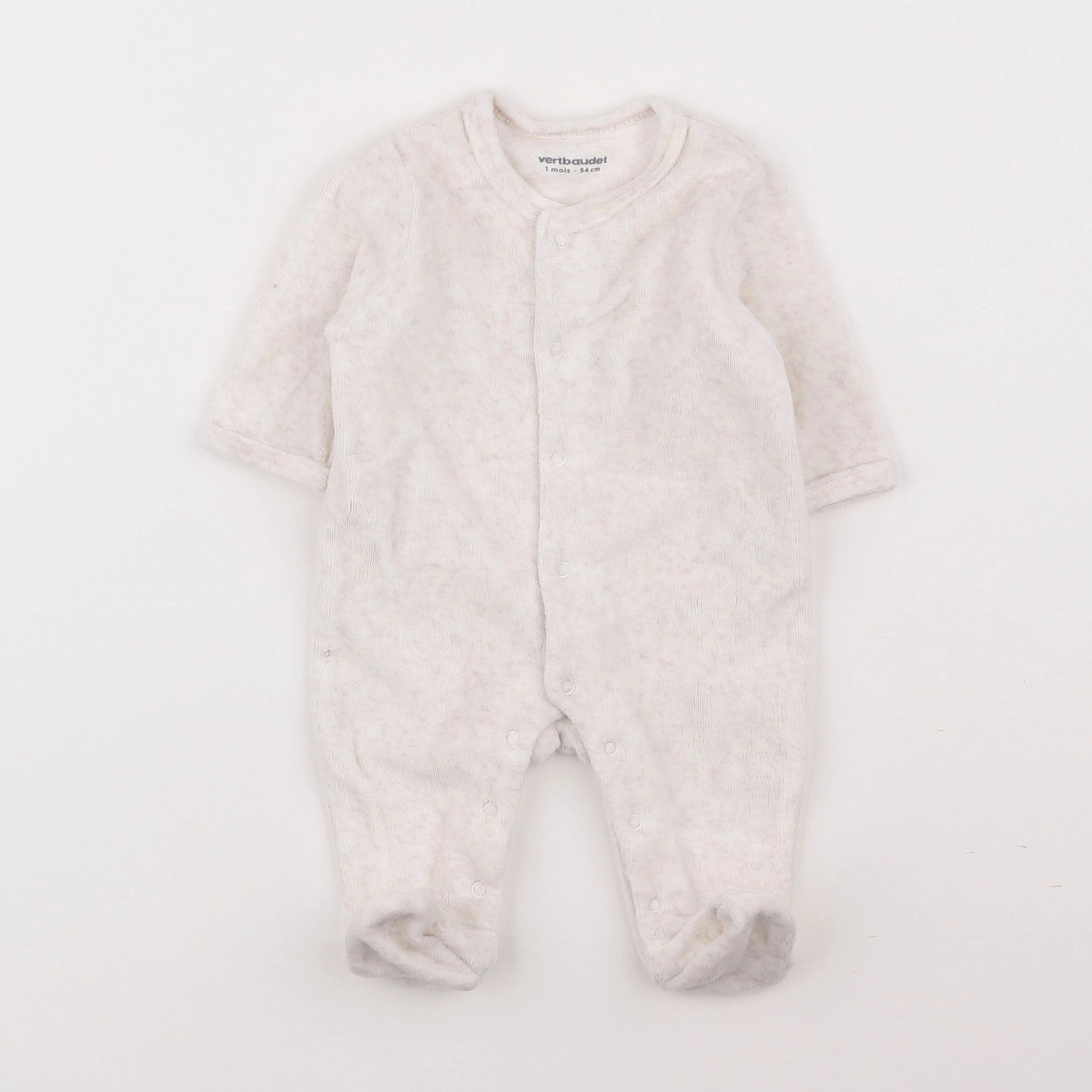 Vertbaudet - pyjama velours beige - 1 mois