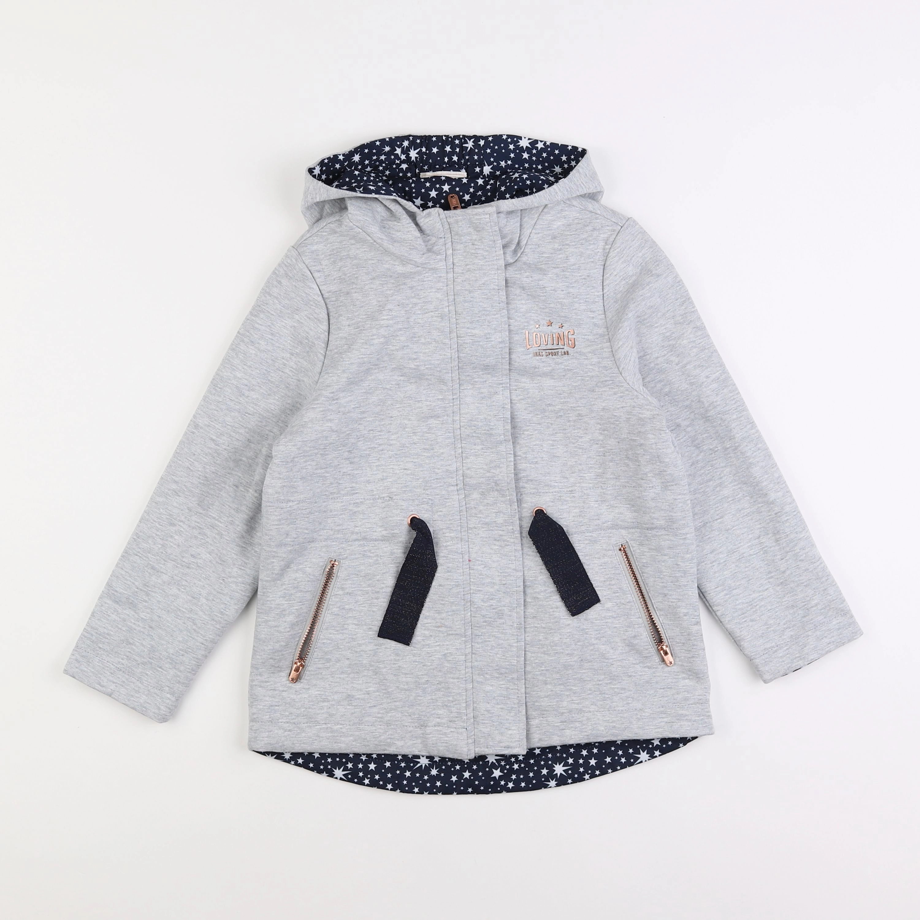 IKKS - veste réversible gris, bleu - 6 ans