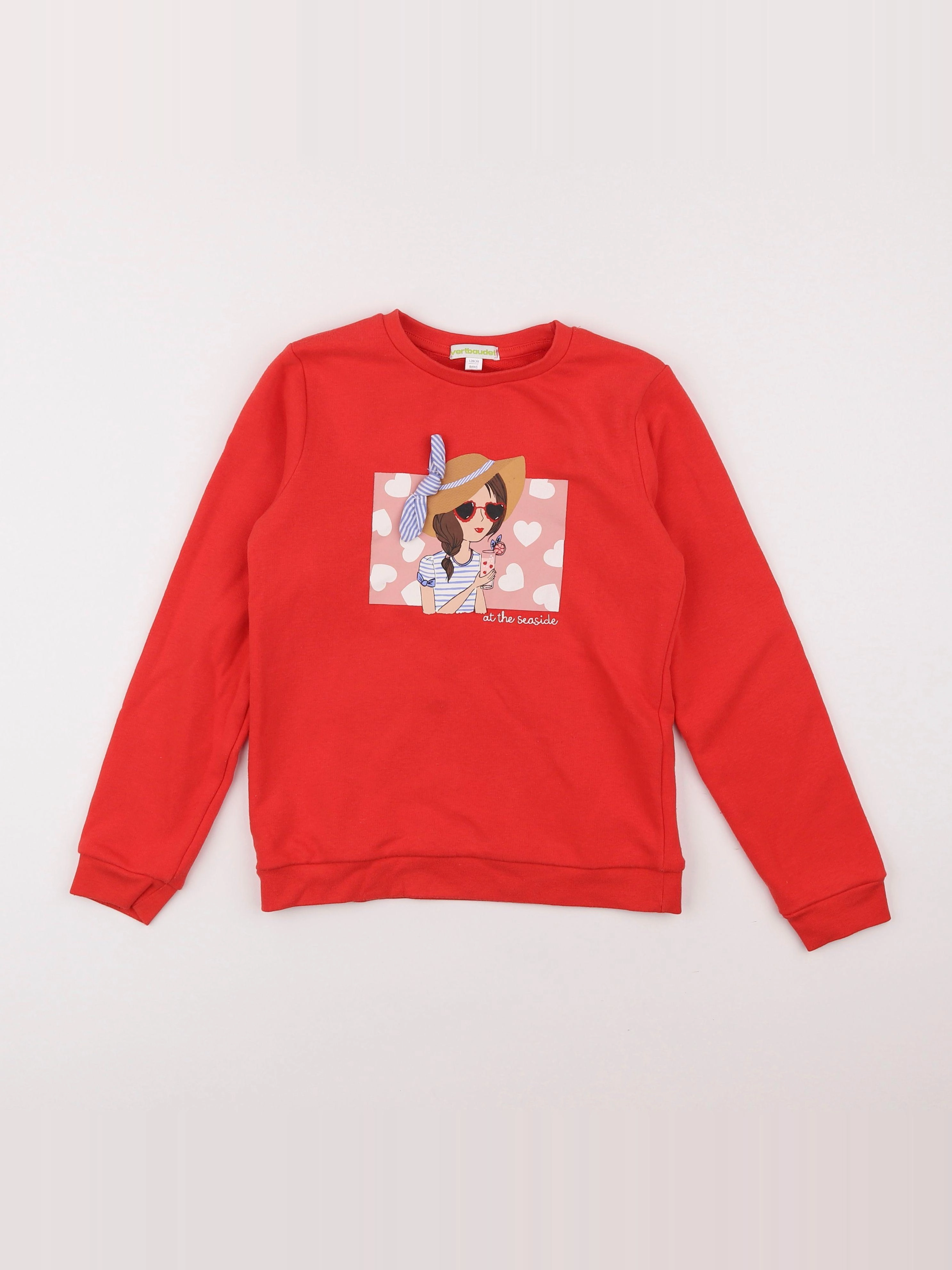Vertbaudet - sweat rouge - 8 ans