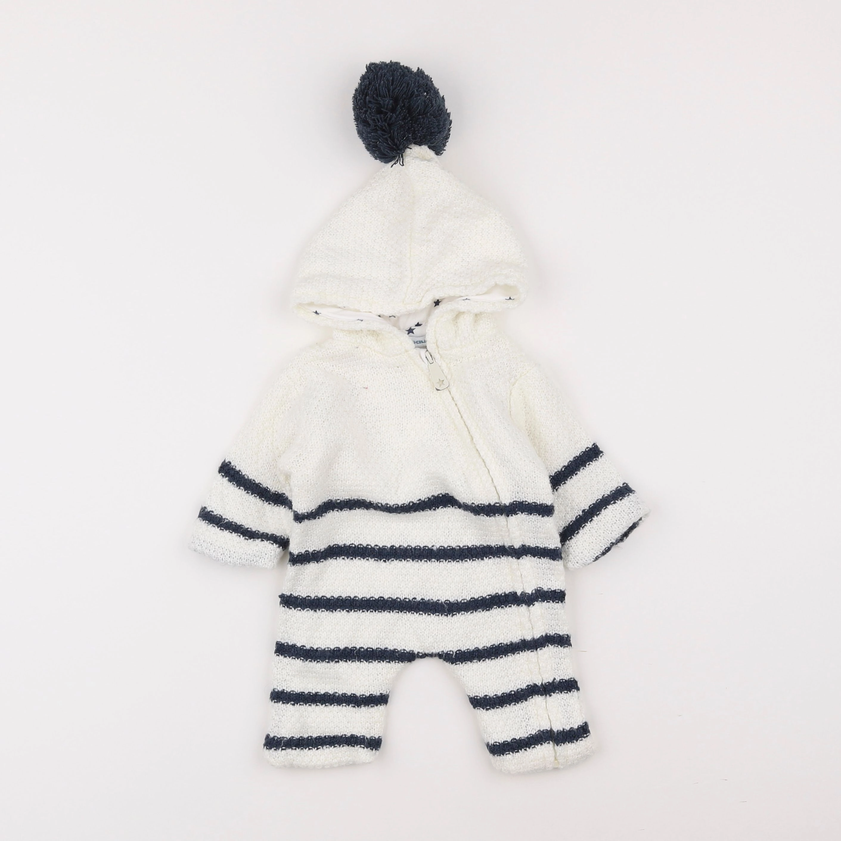 Vertbaudet - combinaison blanc, bleu - 1 mois