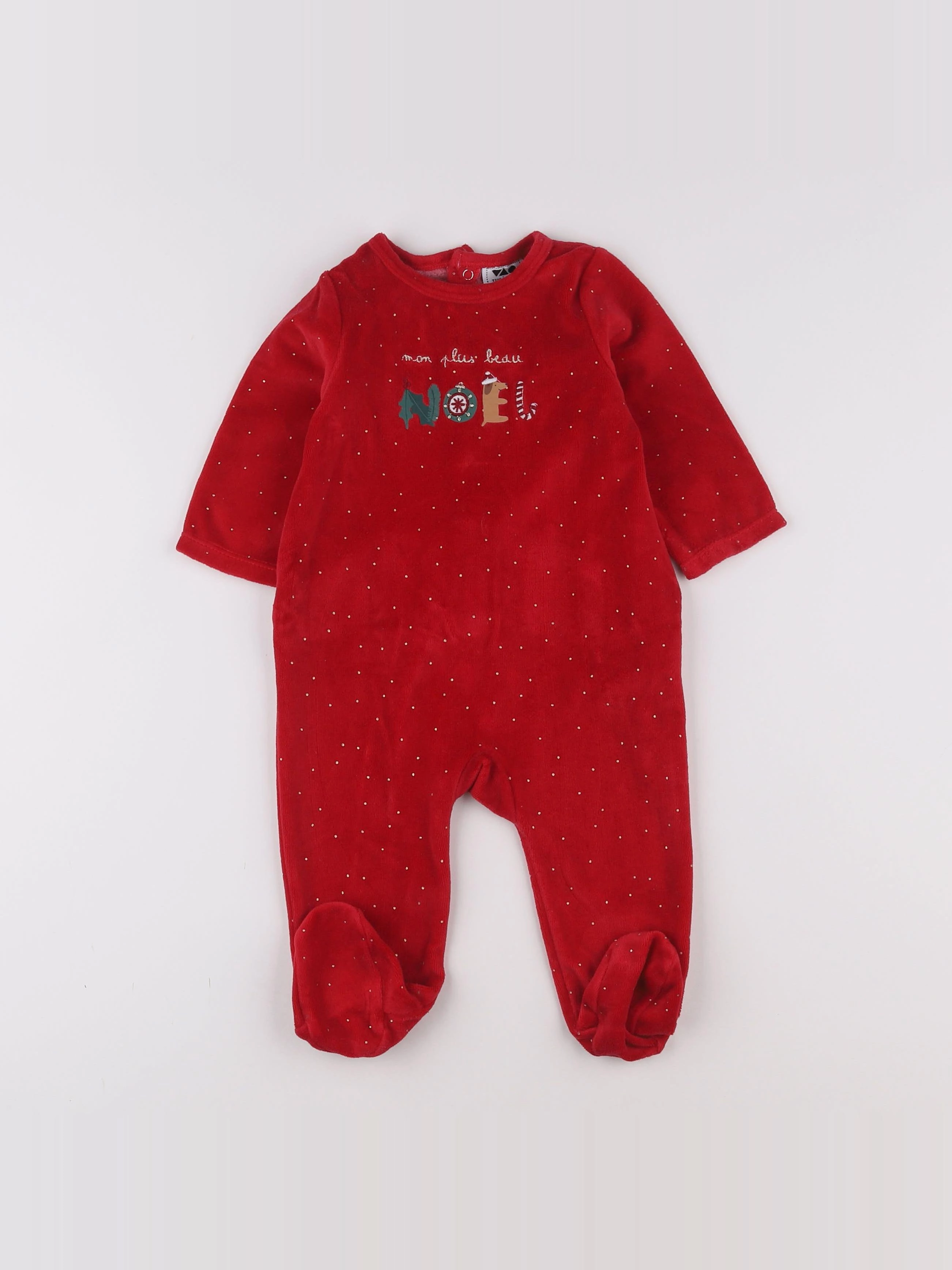 Tape à l'oeil - pyjama velours rouge - 9 mois