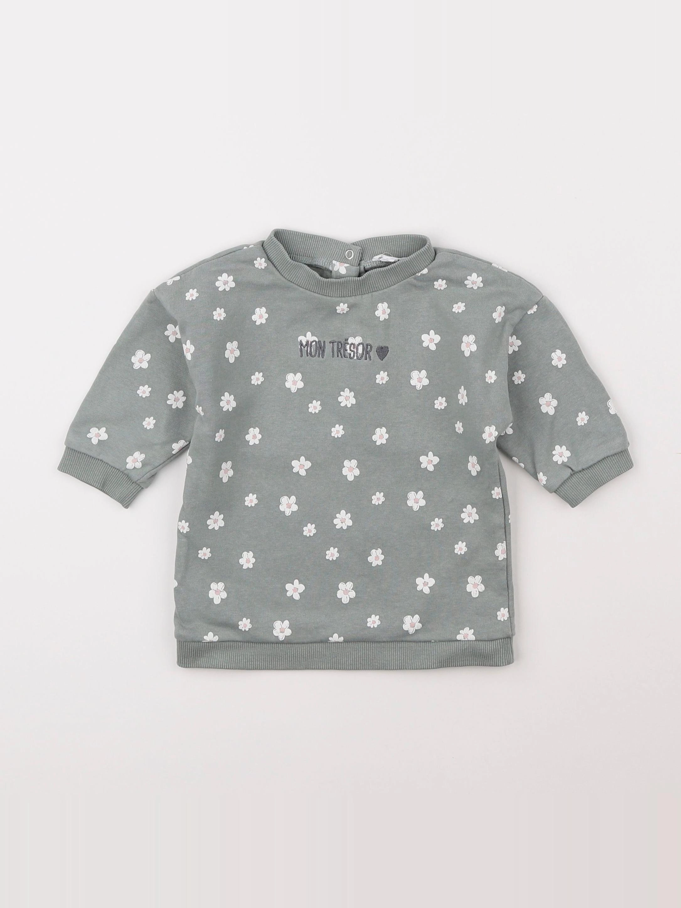 Vertbaudet - sweat vert - 9 mois