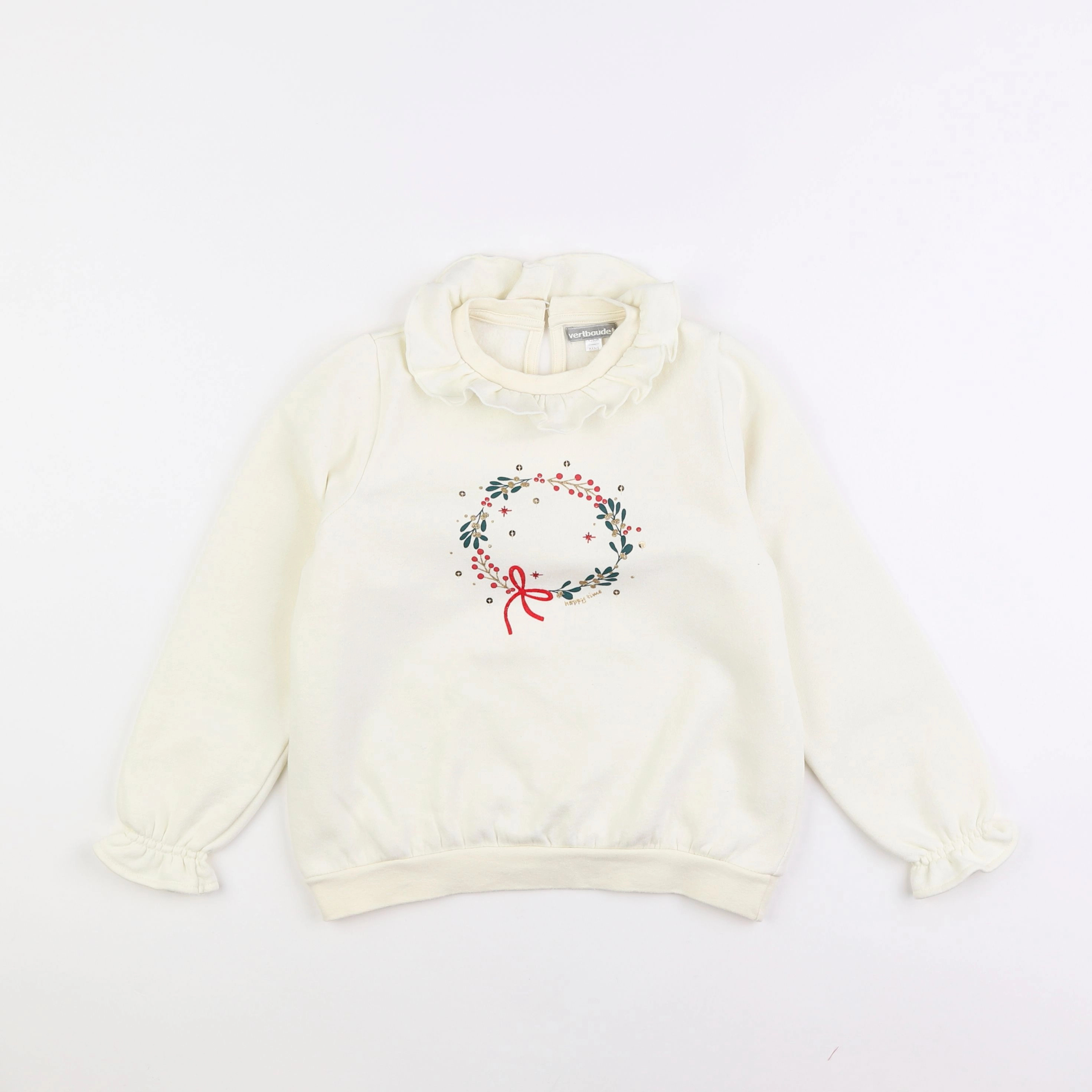 Vertbaudet - sweat beige - 8 ans