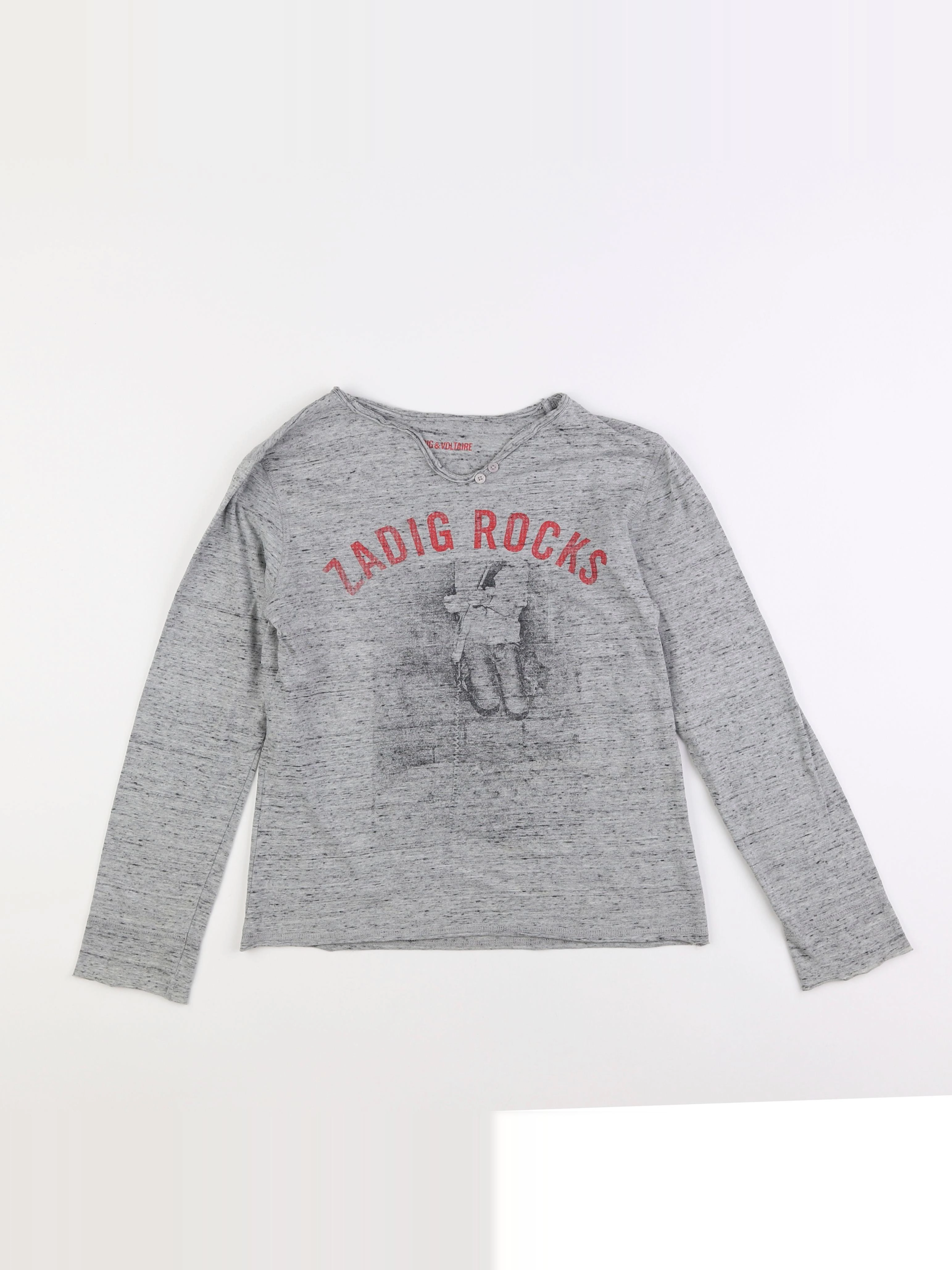Zadig & Voltaire - tee-shirt gris - 10 ans