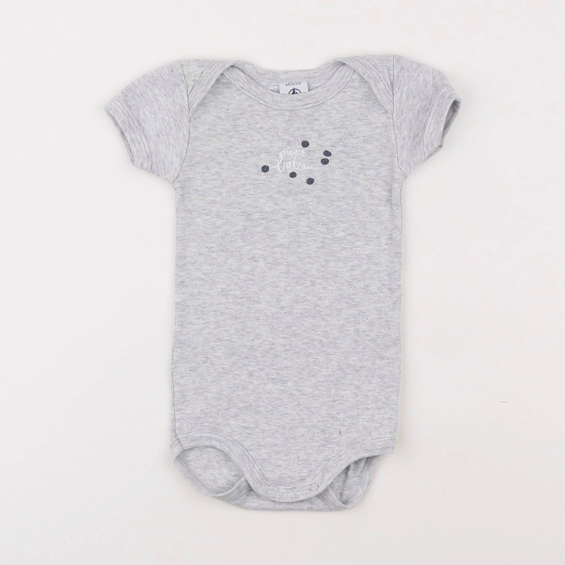 Petit Bateau - body gris - 6 mois