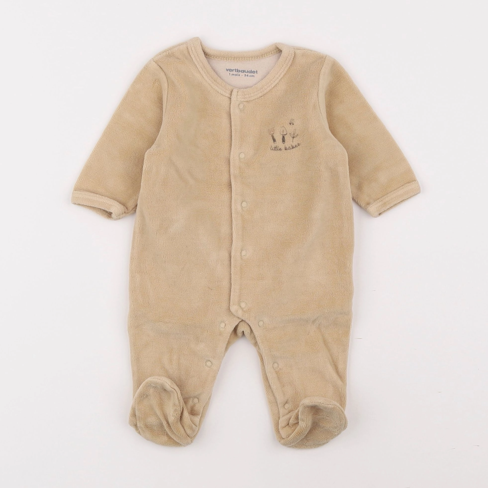 Vertbaudet - pyjama velours beige - 1 mois