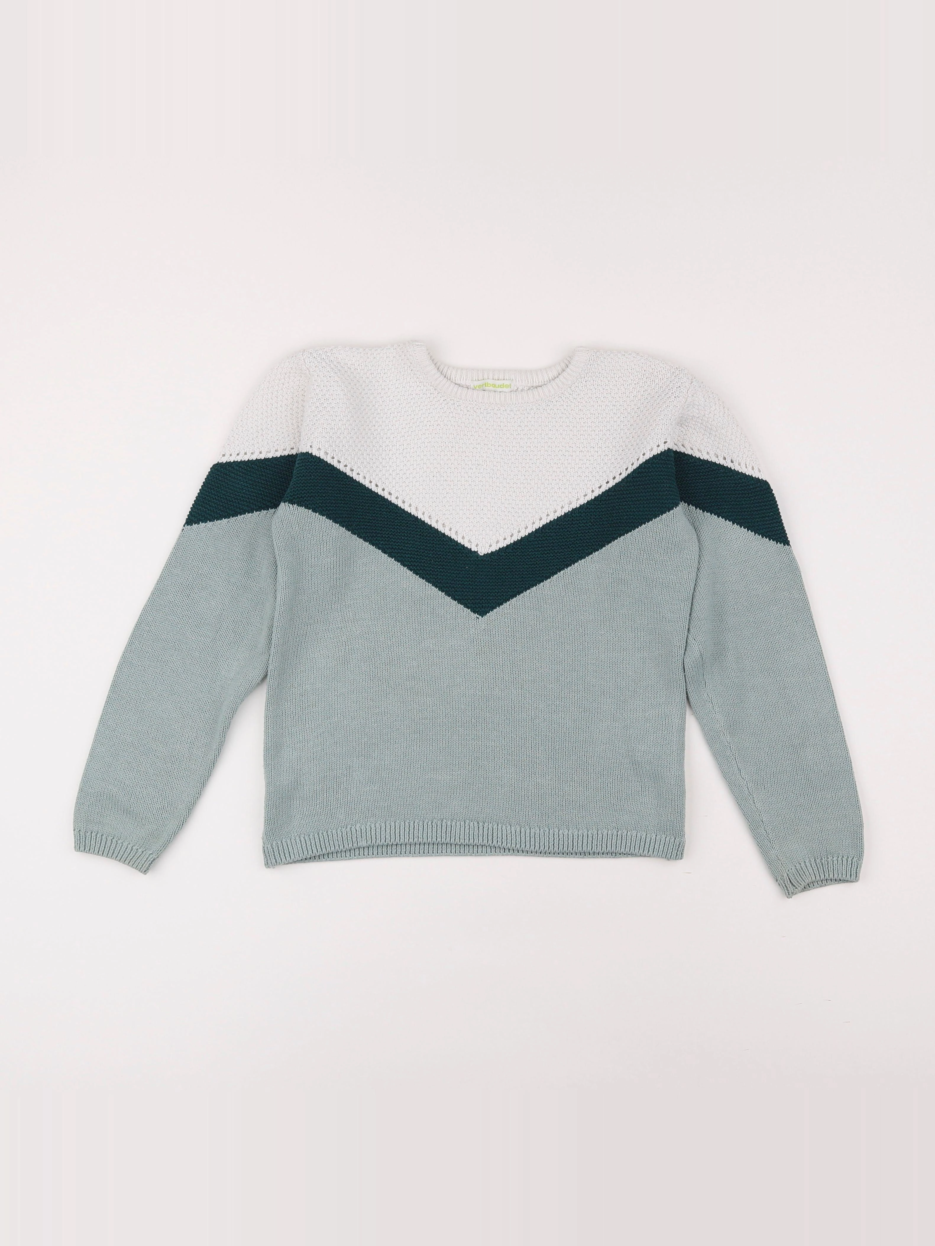 Vertbaudet - pull vert - 8 ans