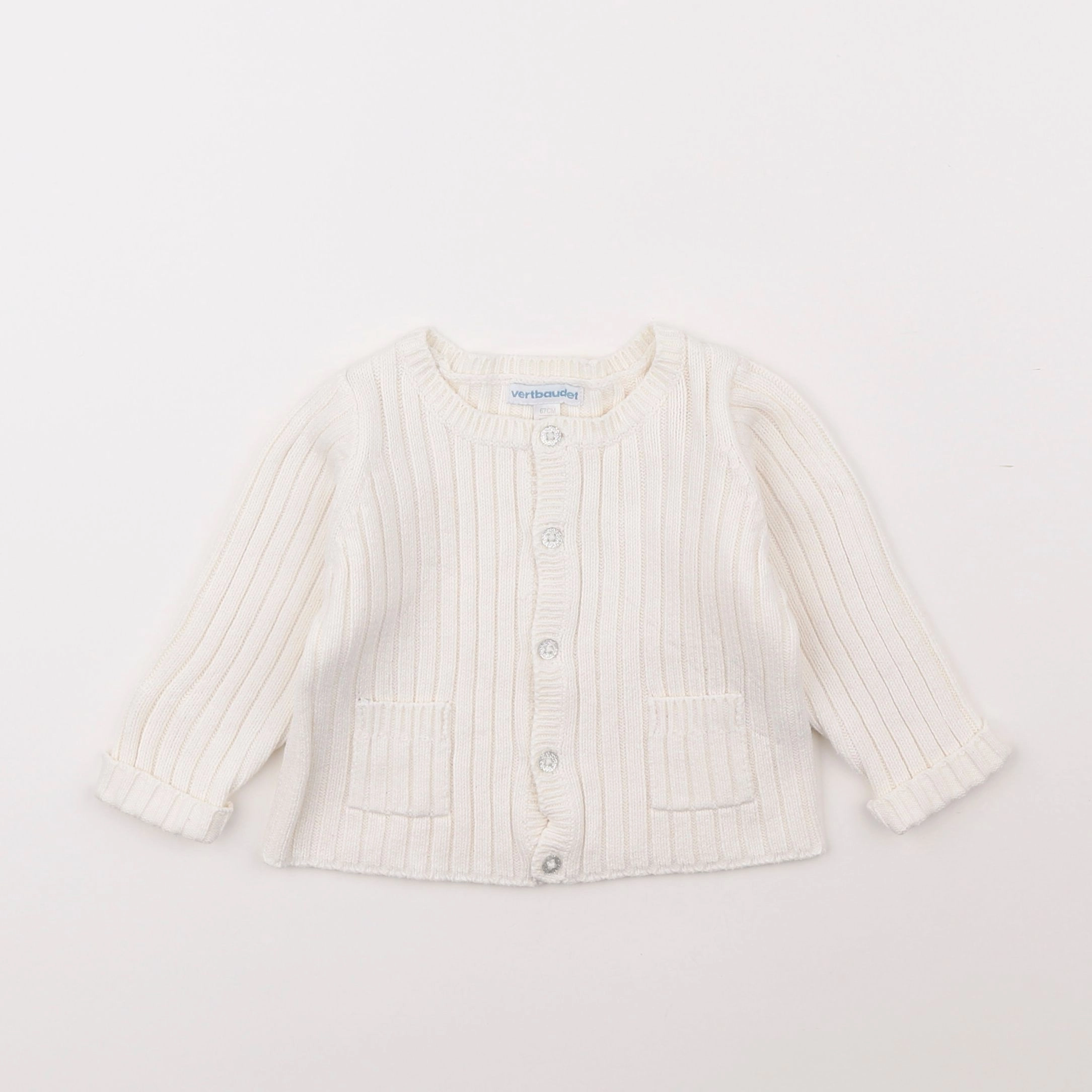 Vertbaudet - gilet beige - 6 mois