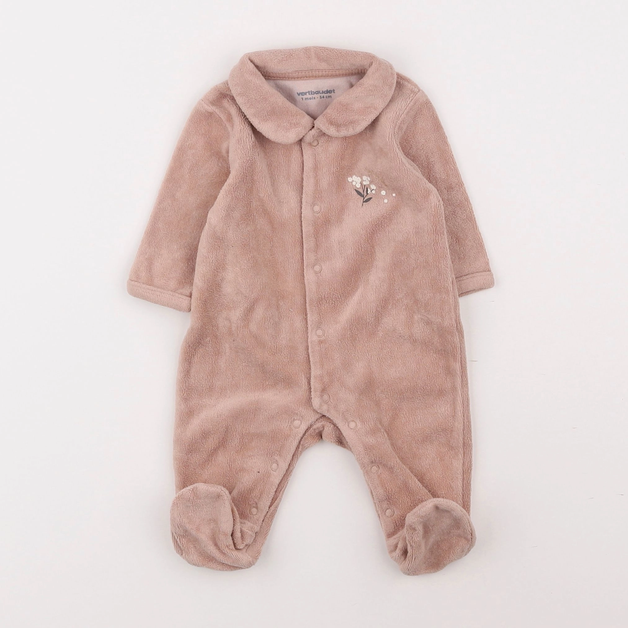 Vertbaudet - pyjama velours beige - 1 mois