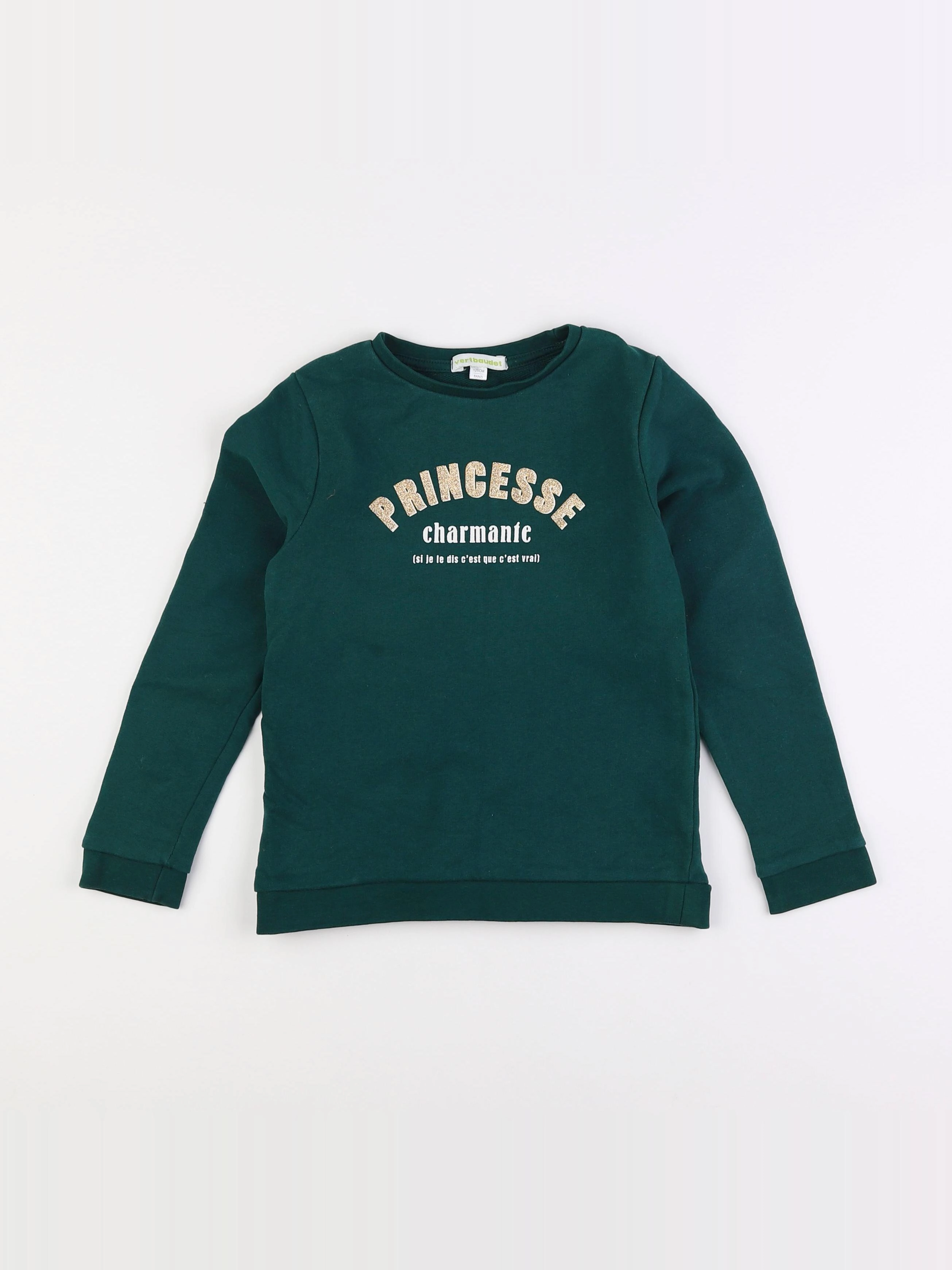 Vertbaudet - sweat vert - 8 ans