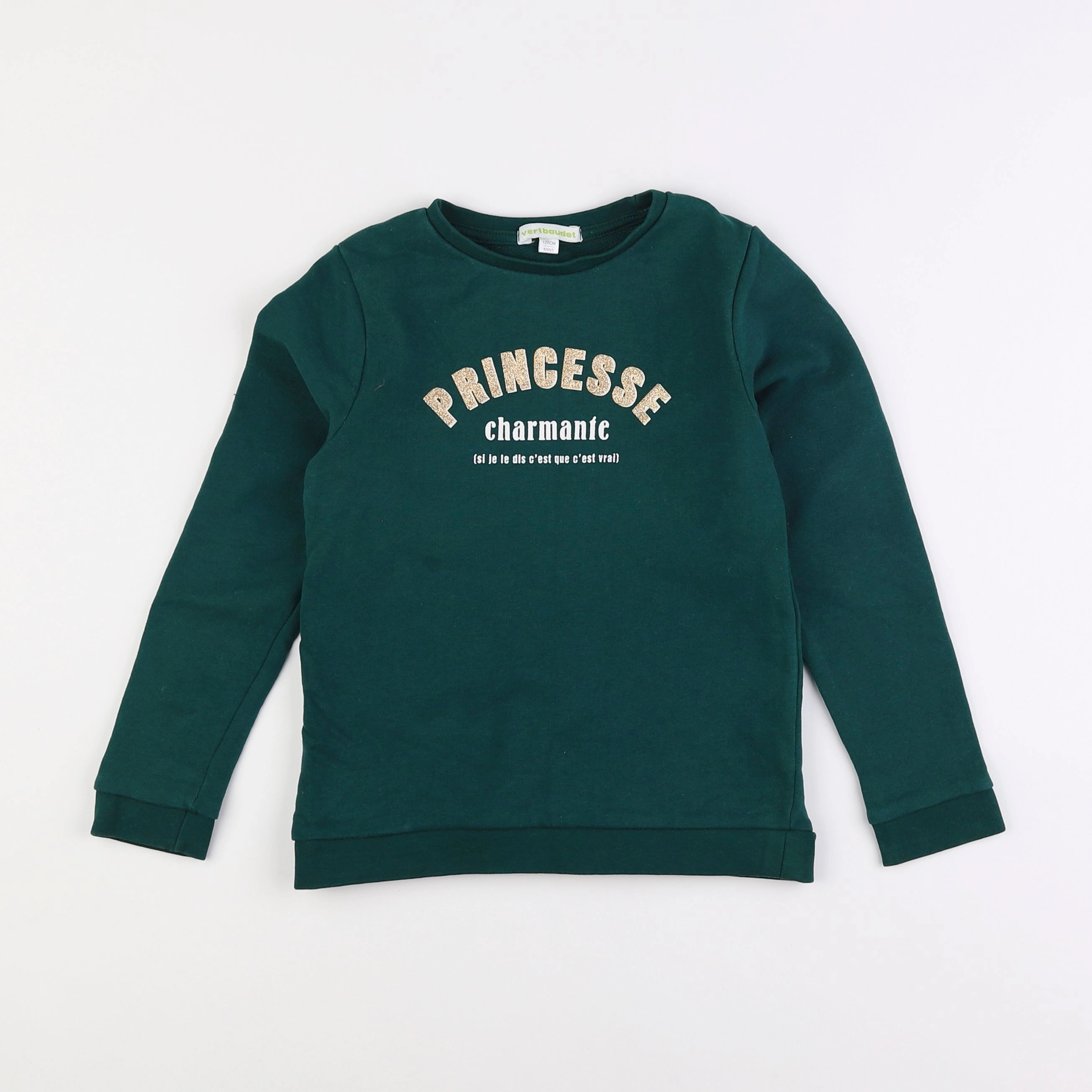 Vertbaudet - sweat vert - 8 ans