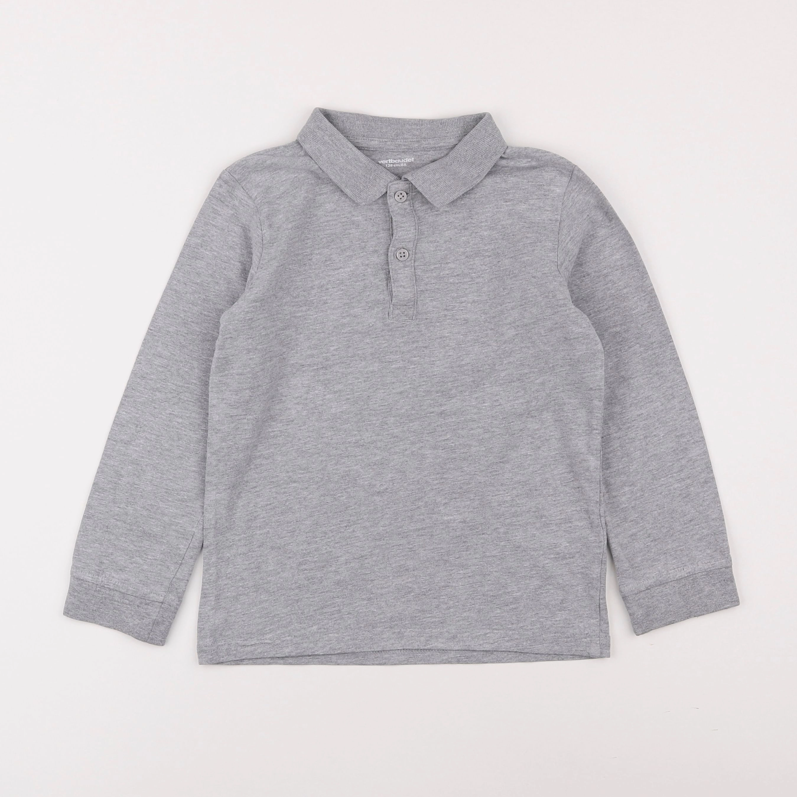 Vertbaudet - polo gris - 8 ans