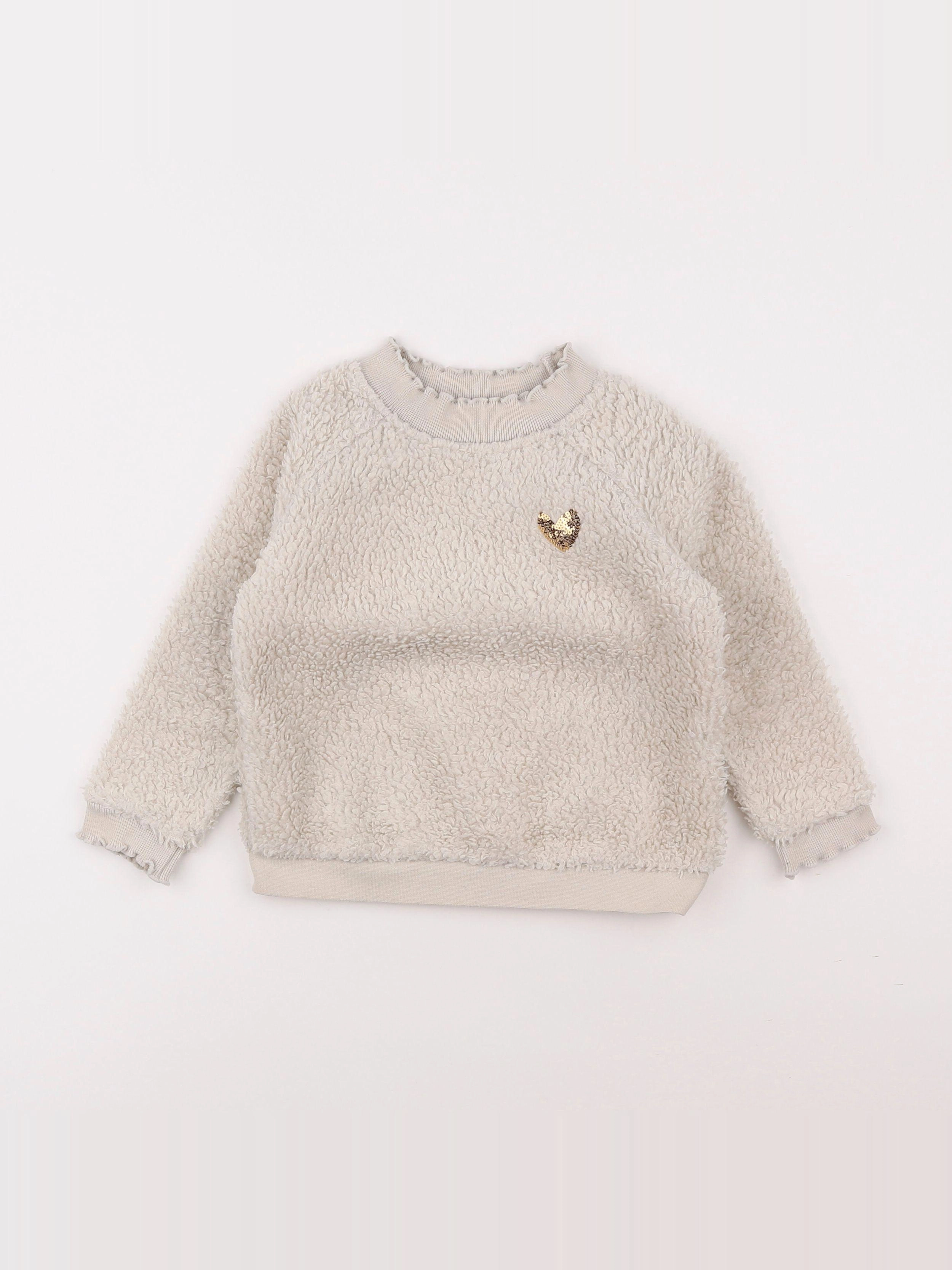 Vertbaudet - pull beige, or - 3 ans